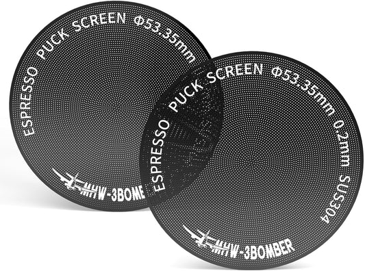 MHW-3BOMBER 54mm Espresso Puck Screen - 0.2mm Ultra Thin Espresso Puck - Metal Reusable Coffee Filter for Portafilter Basket 54mm - Puck Screen with Titanium Coating FG7047B-OS