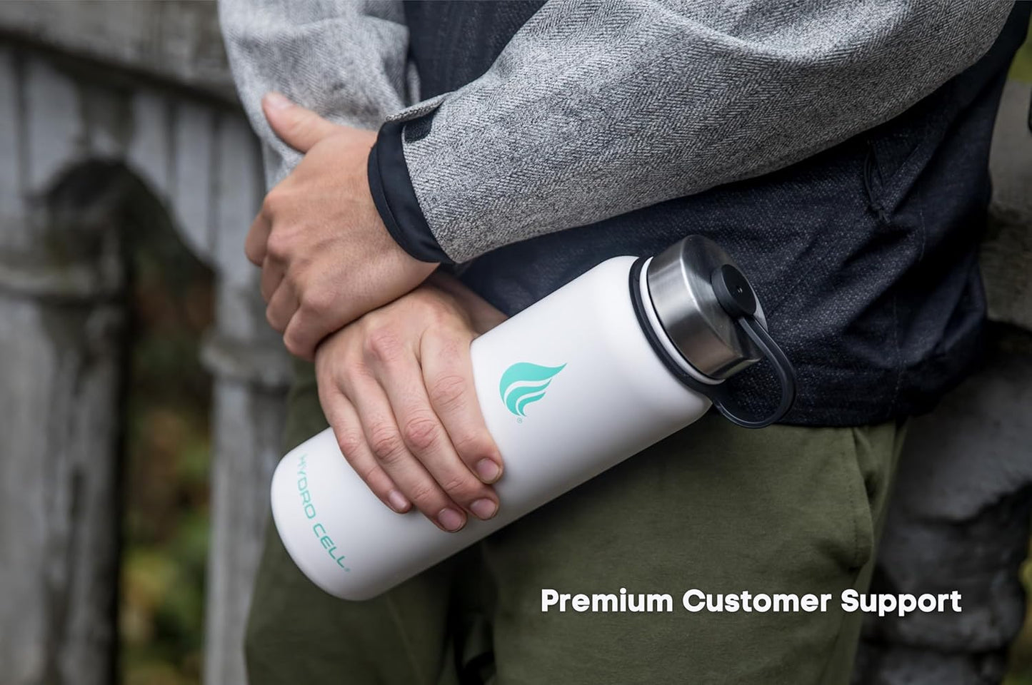 HYDRO CELL Stainless Steel Insulated Water Bottle with Straw - For Cold & Hot Drinks - Metal Vacuum Flask with Screw Cap and Modern Leakproof Sport Thermos for Adults (White 40oz)