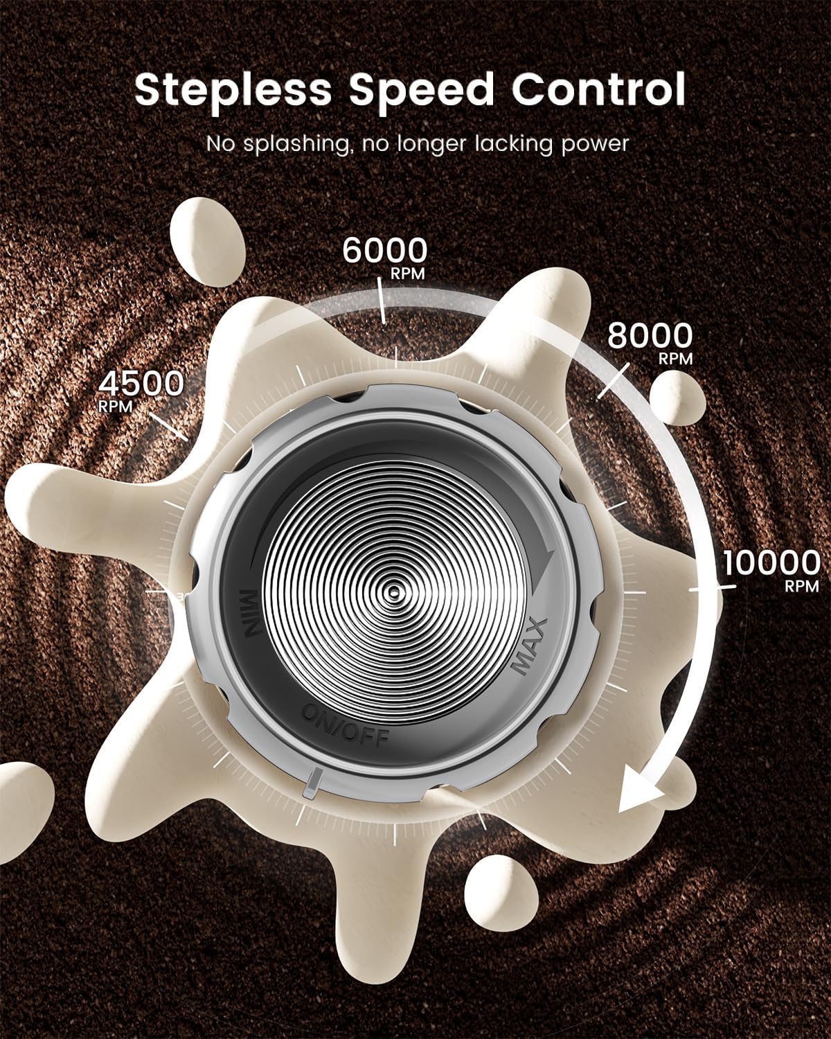 Maestri House Rechargeable Milk Frother with Stepless Speed Control, Handheld Electric Foam Maker Waterproof Drink Mixer Foamer with Stainless Steel Stand & Detachable Whisks for Lattes, Cappuccino