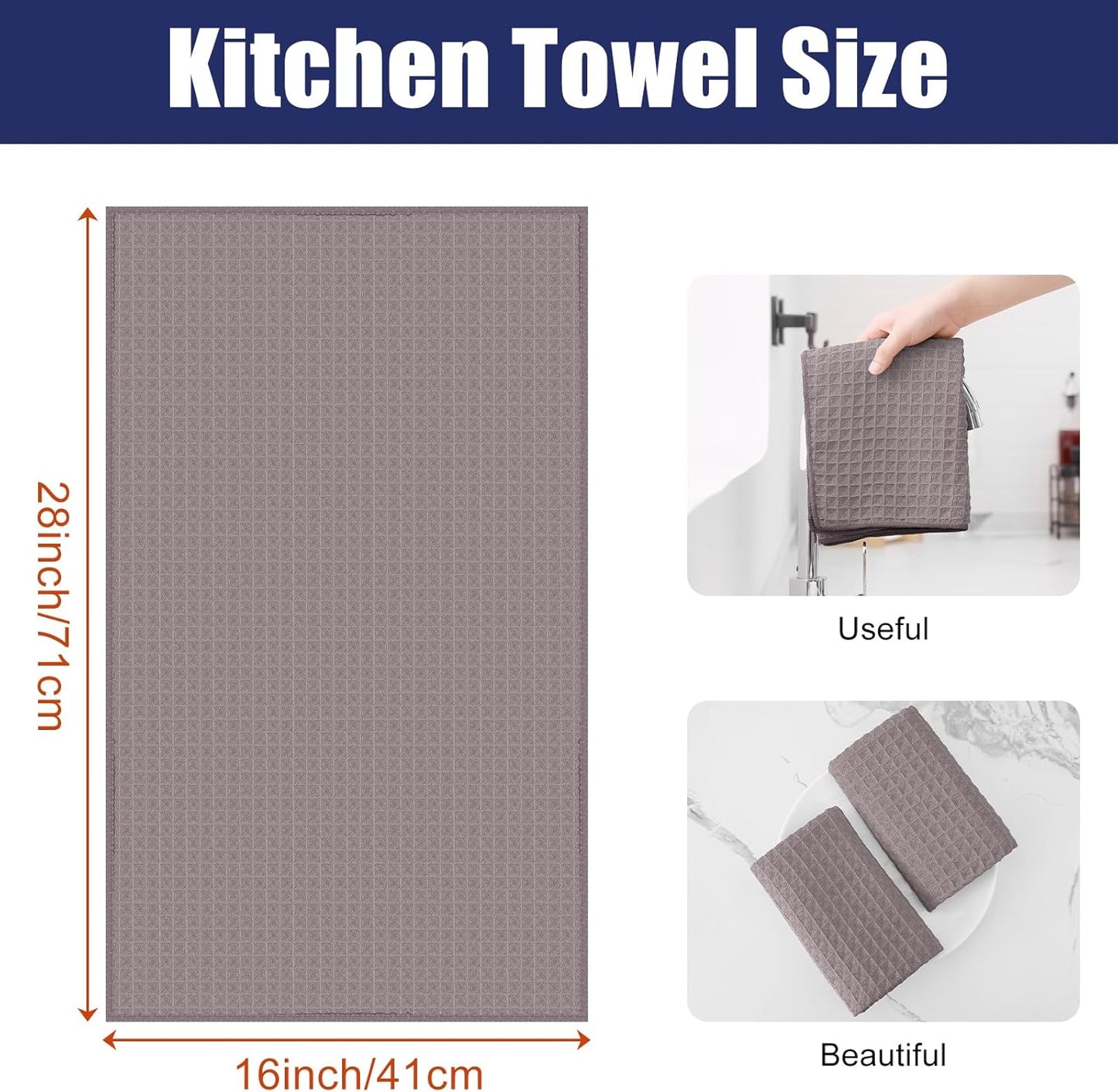 Homaxy Microfiber Waffle Weave Kitchen Towels, 16 x 28 Inch Ultra Absorbent and Solid Color Dish Towels, 4 Pack, Coffce