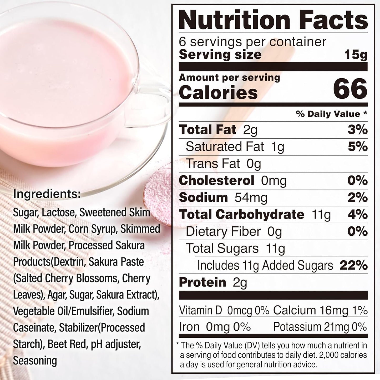 YAMASAN KYOTO UJI Sakura Latte -Creamy and Aromatic Foam- Using Japanese Cherry Blossom 100%, Made in Japan,Sold by Japanese company, 100g(3.5oz)