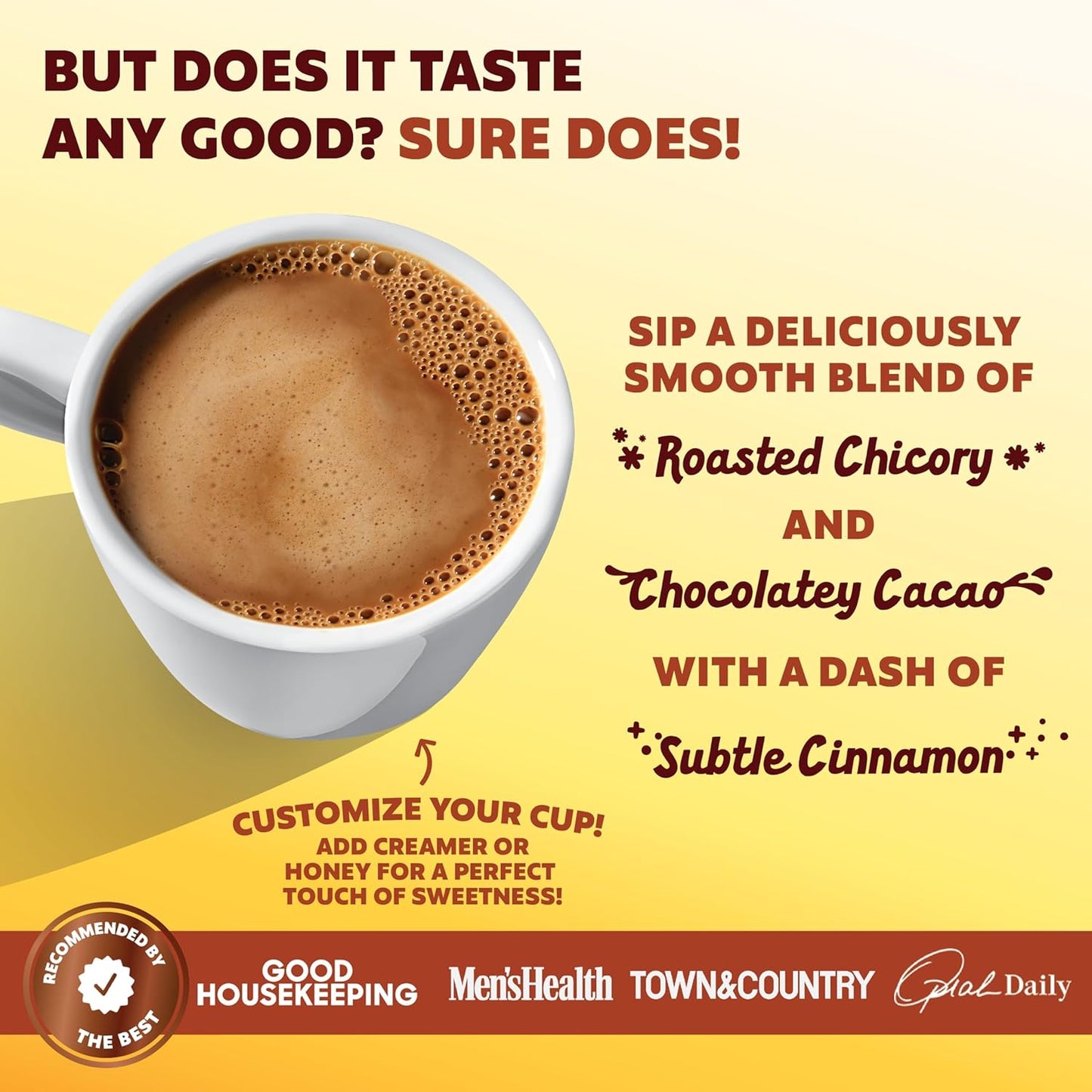 Joe'y Mushroom Coffee Alternative with Cacao and Dandelion Root, Chicory Coffee Substitute with Adaptogenic Superfoods, Vegan Gluten-Free Drink for Focus and Clean Energy without Jitters, 60 Servings