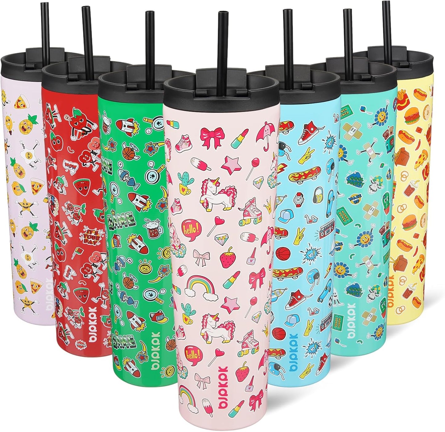 BJPKPK 34oz Insulated Tumbler With lid And Straw Stainless Steel Tumblers Travel Coffee Mug Reusable Thermal Cup,Unicorns