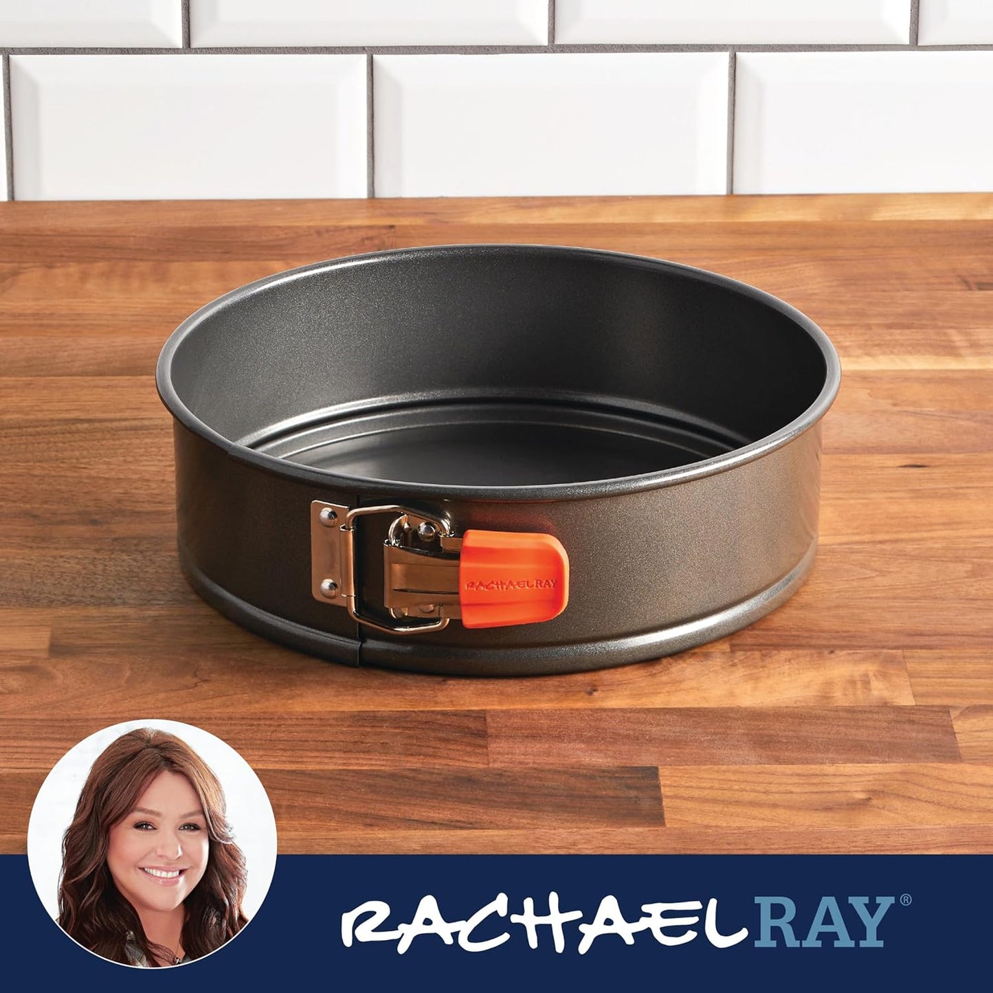 Rachael Ray Oven Lovin' Nonstick Bakeware Springform Baking Pan/ Springform Cake Pan / Cheesecake Pan With Grips, Round - 9 Inch, Gray