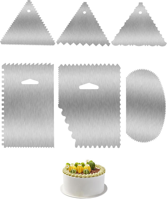 New 6pcs Cake Scraper 430 stainless Decorating Comb and Icing Smoother