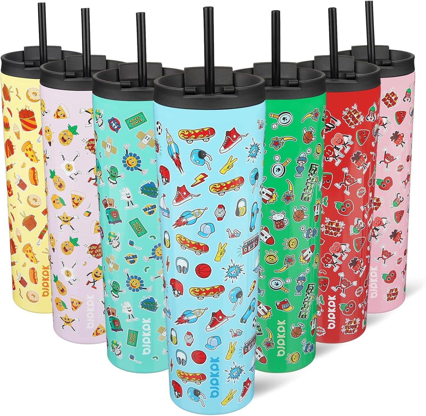 BJPKPK 34oz Insulated Tumbler With lid And Straw Stainless Steel Tumblers Travel Coffee Mug Reusable Thermal Cup,Playground