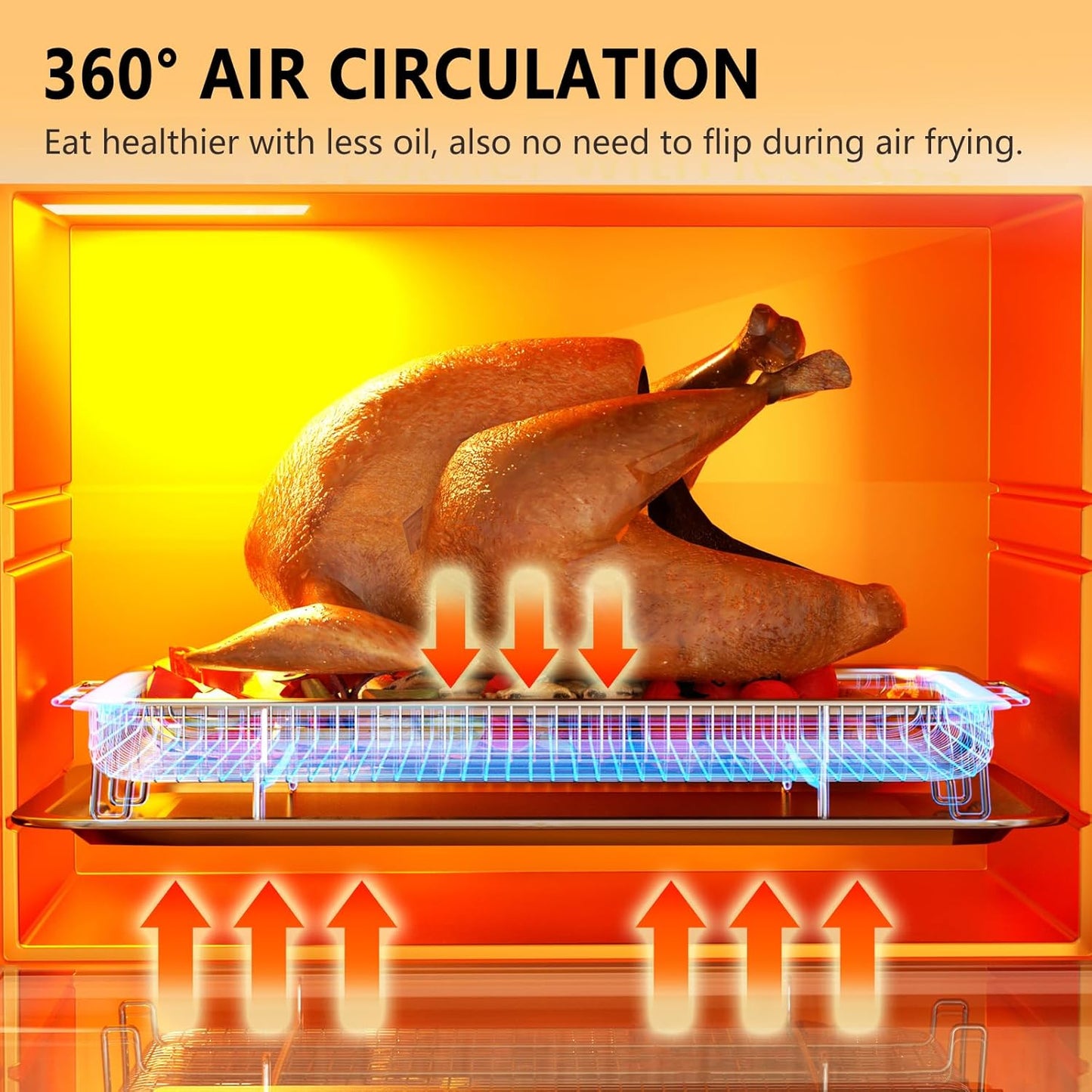 Air Fryer Basket, OPENICE 2 Set Air Fryer Pan and Crisper Tray for Oven, Non-stick Oven Air Fryer Basket for Baking and Crispy Foods - Large & Medium