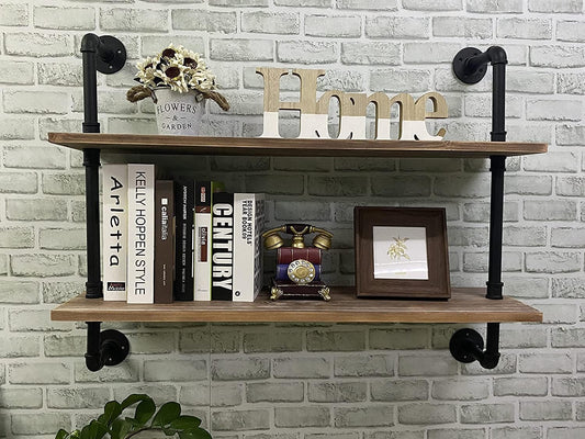 Pipe Shelves Industrial Pipe Shelving Shelves Real Wood Industrial Floating Pipe Shelves with Wood Planks 36 inch Wall Shelves Rustic Hanging Bookshelf Farmhouse Kitchen Bar Shelving