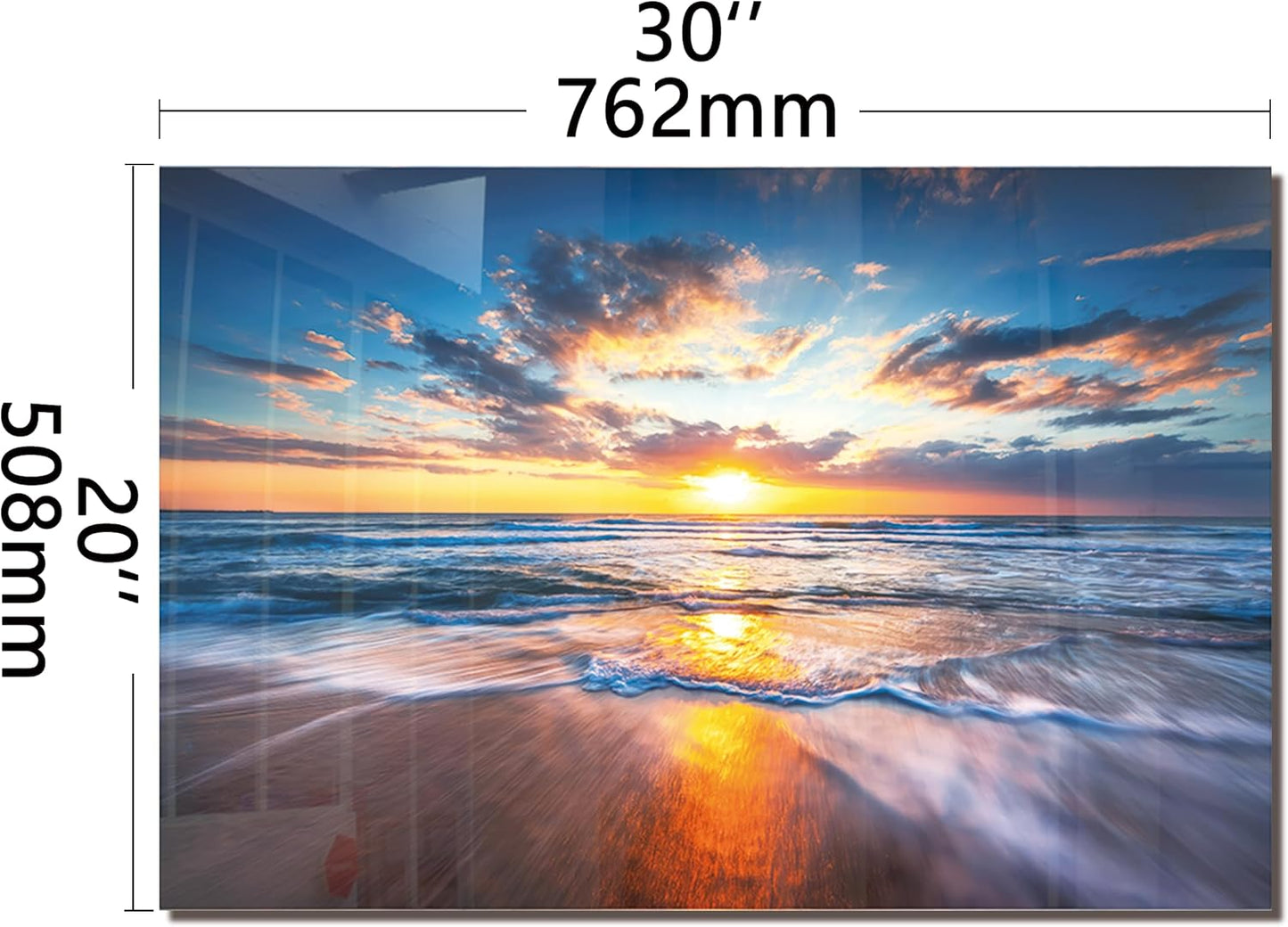 Tempered Glass Backsplash For Kitchen Behind Stove,Sea Beach Stove Backsplash Top Cover,Easy to Clean Glass Splashback, Sink Cover Splash Guard,Home Kitchen Wall Decor (30"x20"(76.2x50.8cm))