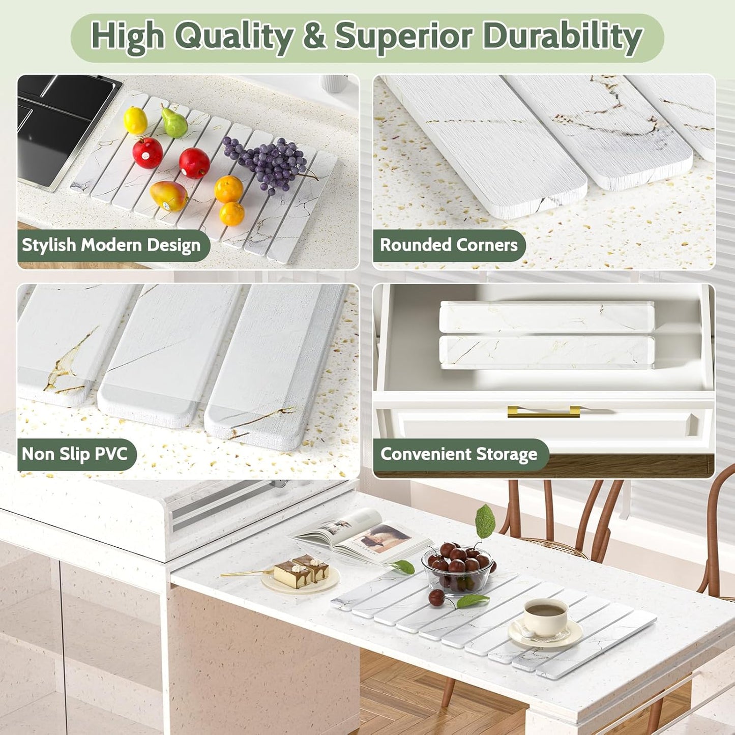 Stone Drying Mat for Kitchen Counter - 24x16 Inches Foldable Quick-Dry, Stone Dish Drying Mat Suitable for Kitchen Countertops | Environmentally Friendly A gift for Mom.