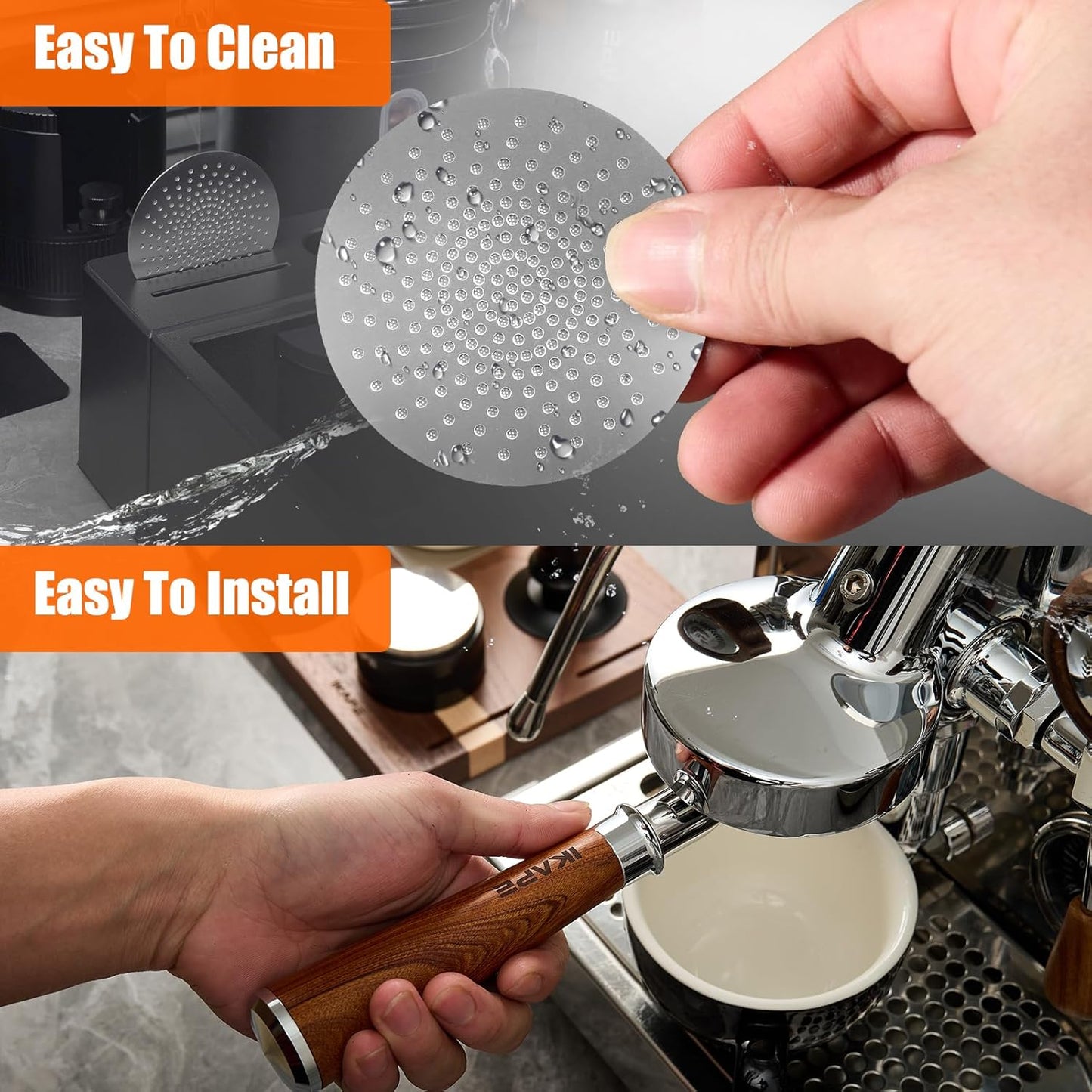 IKAPE 53.3mm Espresso 2pcs Puck Screen, 0.8mm Thickness, Reusable Metal Thin & light Coffee Filters, Food-grade 316 Stainless Steel Coffee Puck Screen for Espresso Baristas