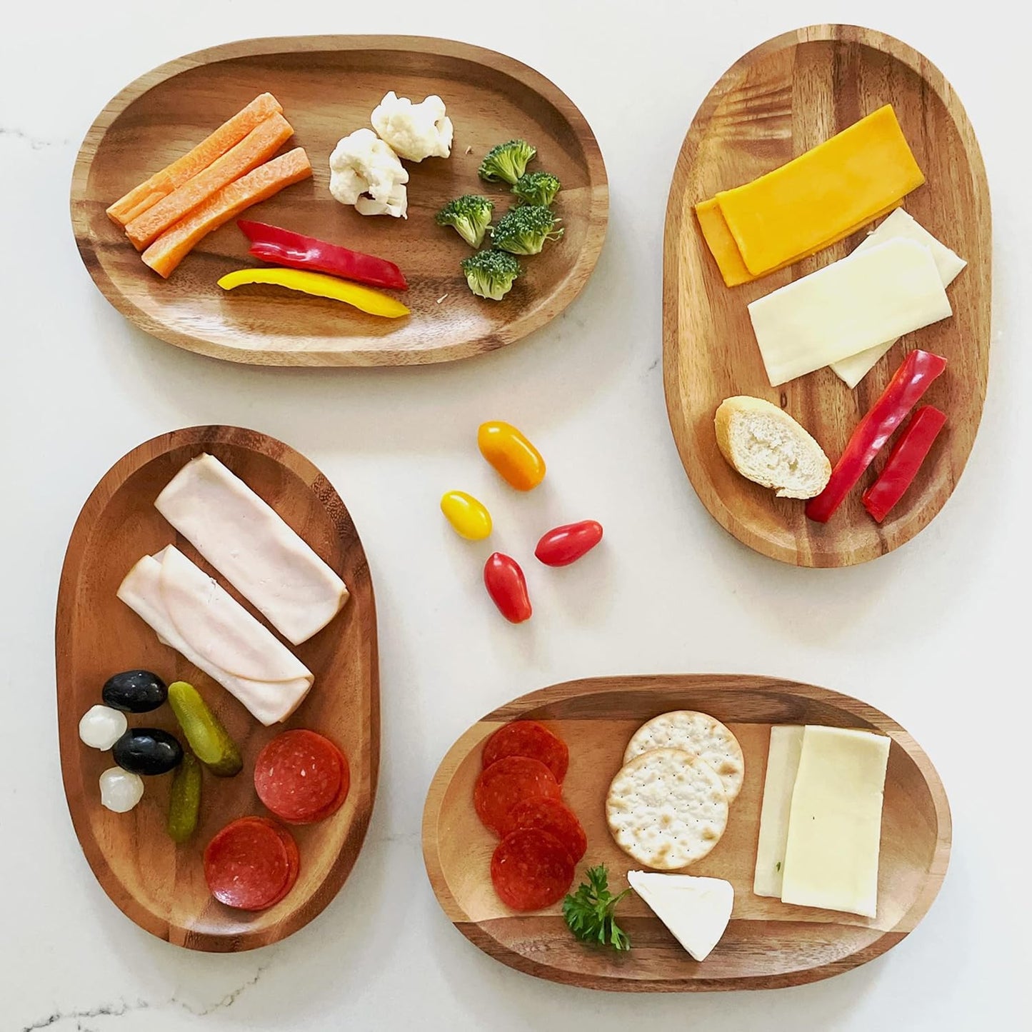 Woodard and Charles Individual Personal Serving Tray Set, Small - Set of 4-6" W x 10" L, Brown