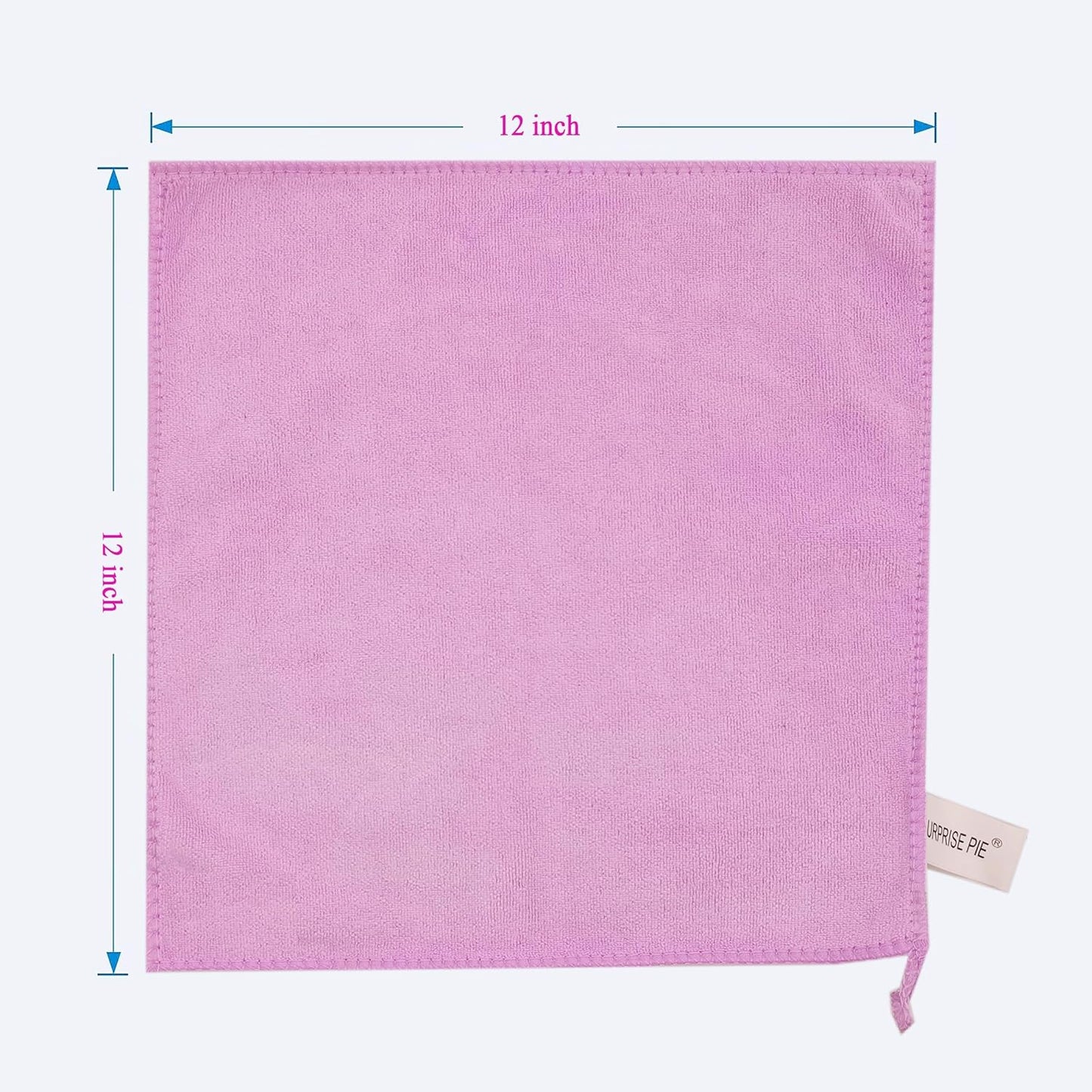 Microfiber Cloth 6Pack Cleaning Rags Absorbant Lint Free Cloth for House, Kitchen, Car, Glass, Stainless Steel, Window, Boat Cleaner-12''x 12''-Purple