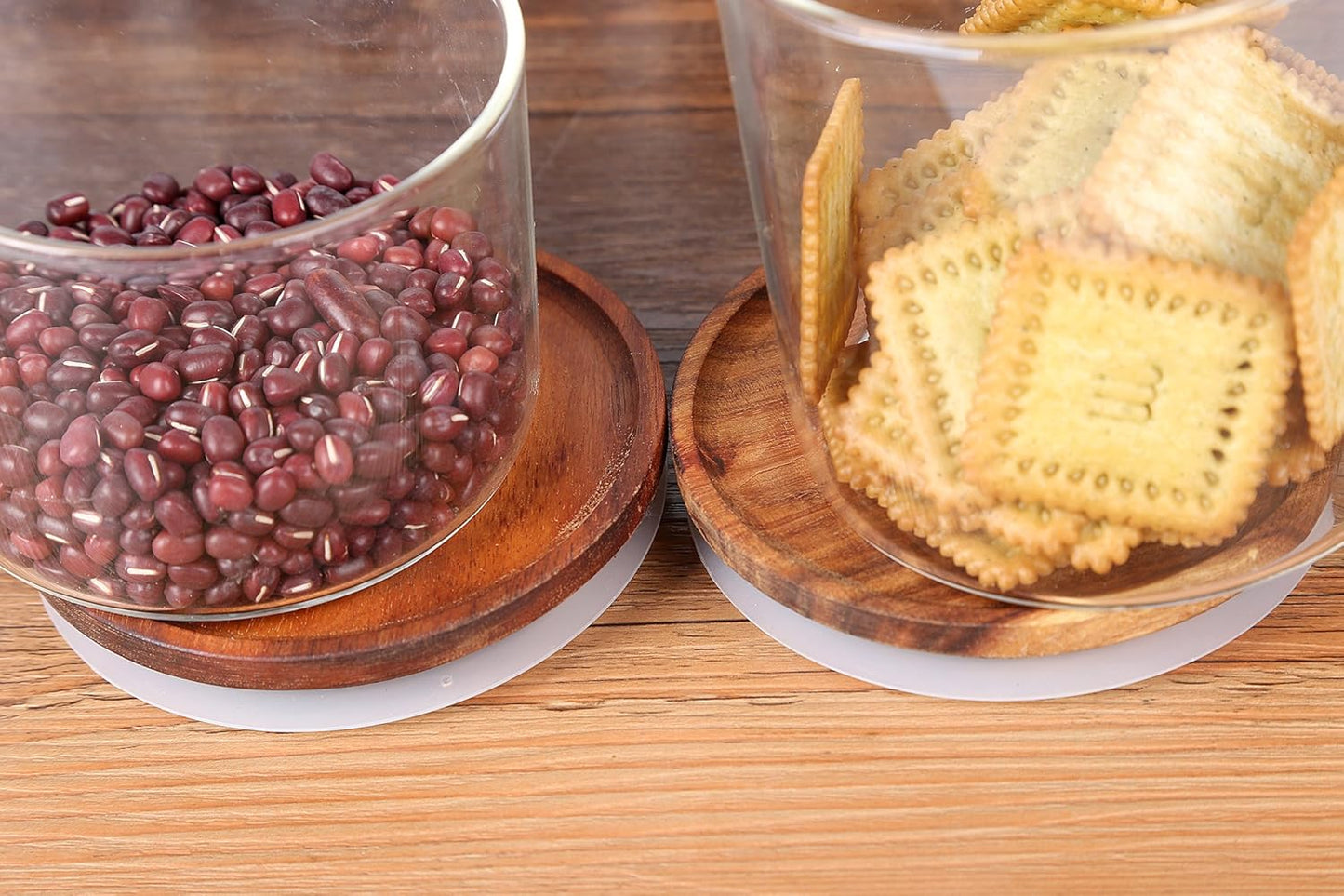 KKC HOME ACCENTS Glass Tea Canisters for Loose Leaf Tea,Airtight Glass Containers with Wood Lids,39 Fl oz