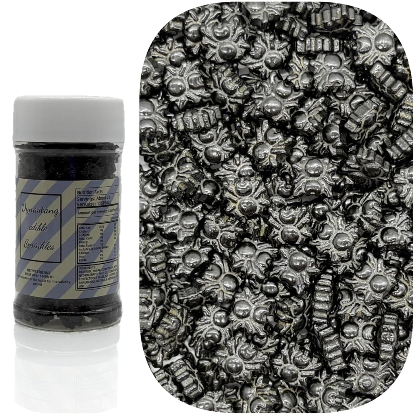 Dynastang Spiders Sprinkles Halloween Edible Spider Cake Decoration Cupcake Toppers Cookie Decorating Perfect for Cakes, Cupcakes, Desserts Toppings 3OZ