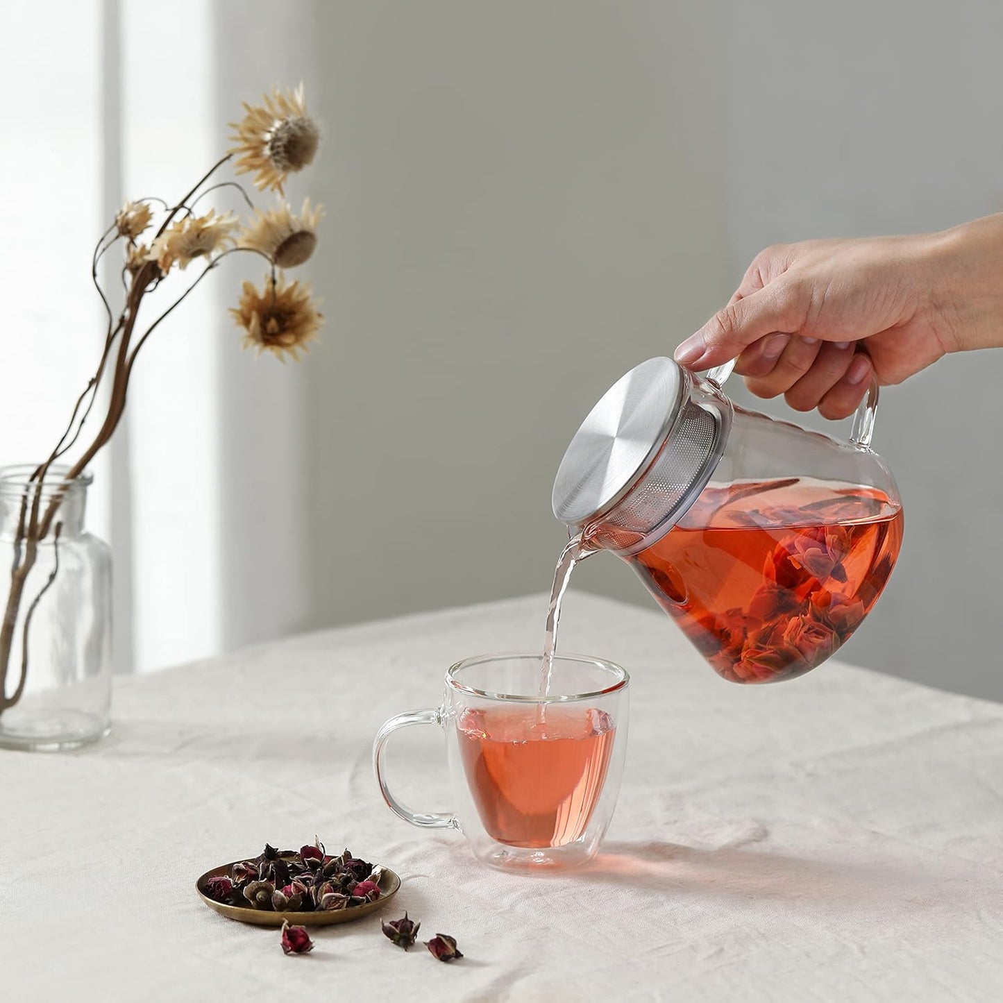 CNGLASS Insulated Espresso Glass Mugs 5.4oz/160ml, Small Clear Coffee Mugs Set of 2, Double Wall Glass Cups with Handle for Tea and Macchiato