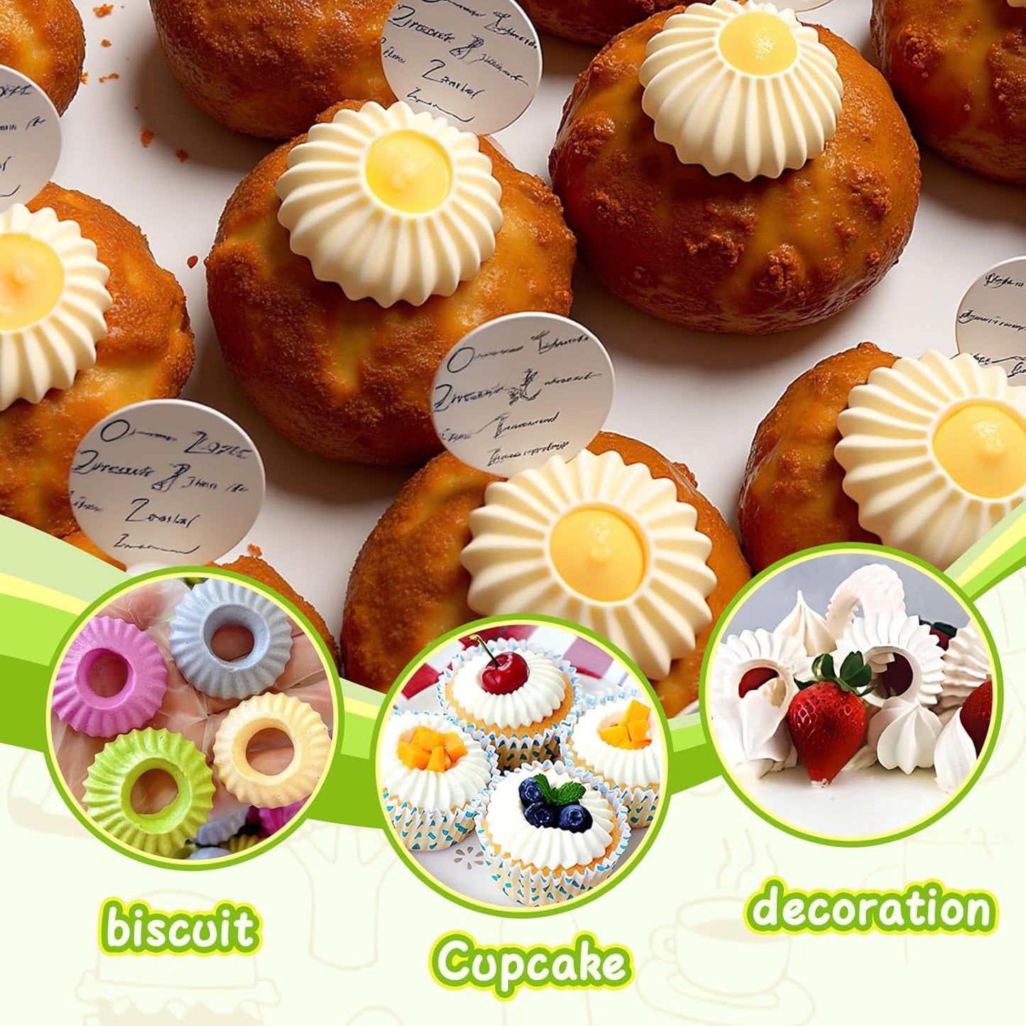 Suuker Large Piping Tips Set, Sultan Ring Baking Mold Icing Nozzle Stainless Steel Icing Piping Nozzles Cake Decorating Supplies for Kitchen Gift(2 Pieces, Silver)