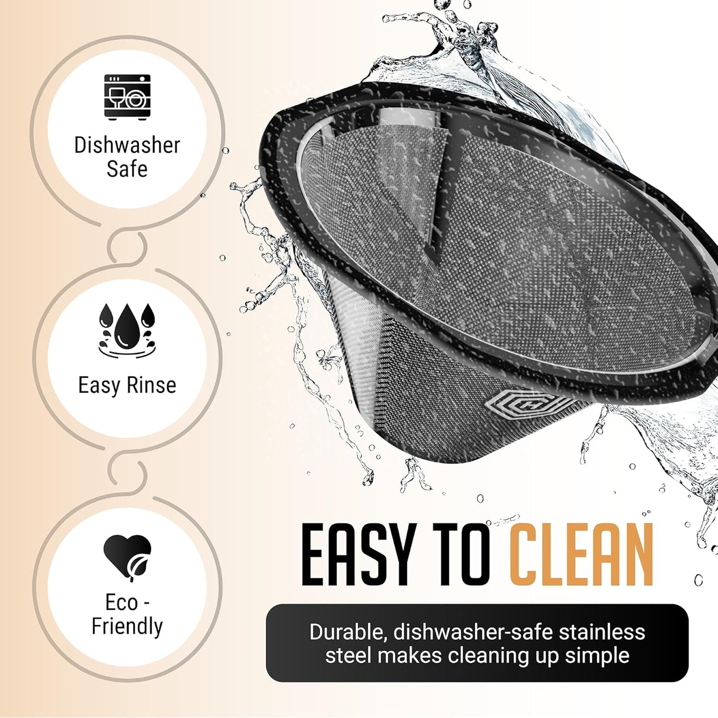 HEXNUB Reusable Coffee Filter for Kalita Wave 185 and OXO 8 Cup Coffee Makers, Stainless Steel Mesh, Durable Metal Filter for Sustainable Brewing – No more Paper Filters