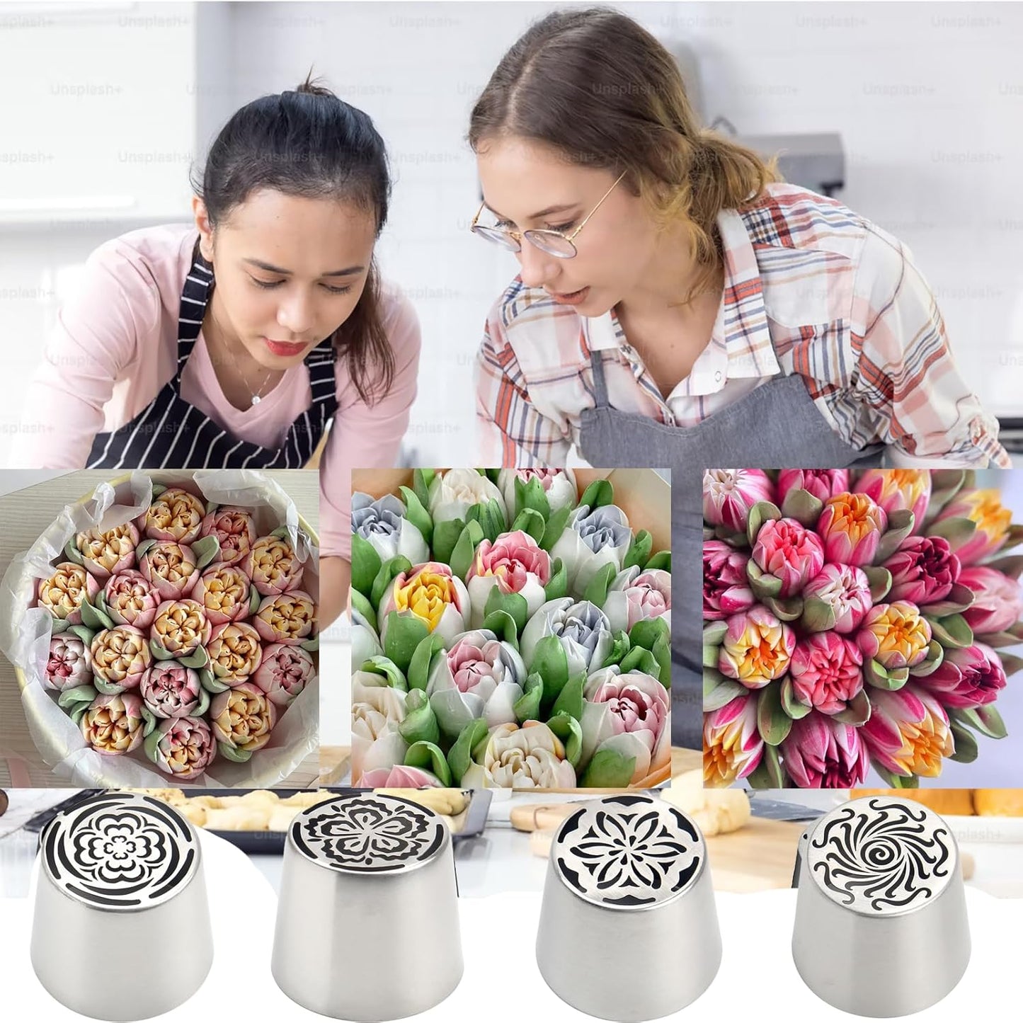 Extra Large Russian Piping Tips Cake Decorating Kit for Buttercream Roses 3D Floral Designs Baker Tools for Wedding Birthday Cakes Cupcakes Cookies