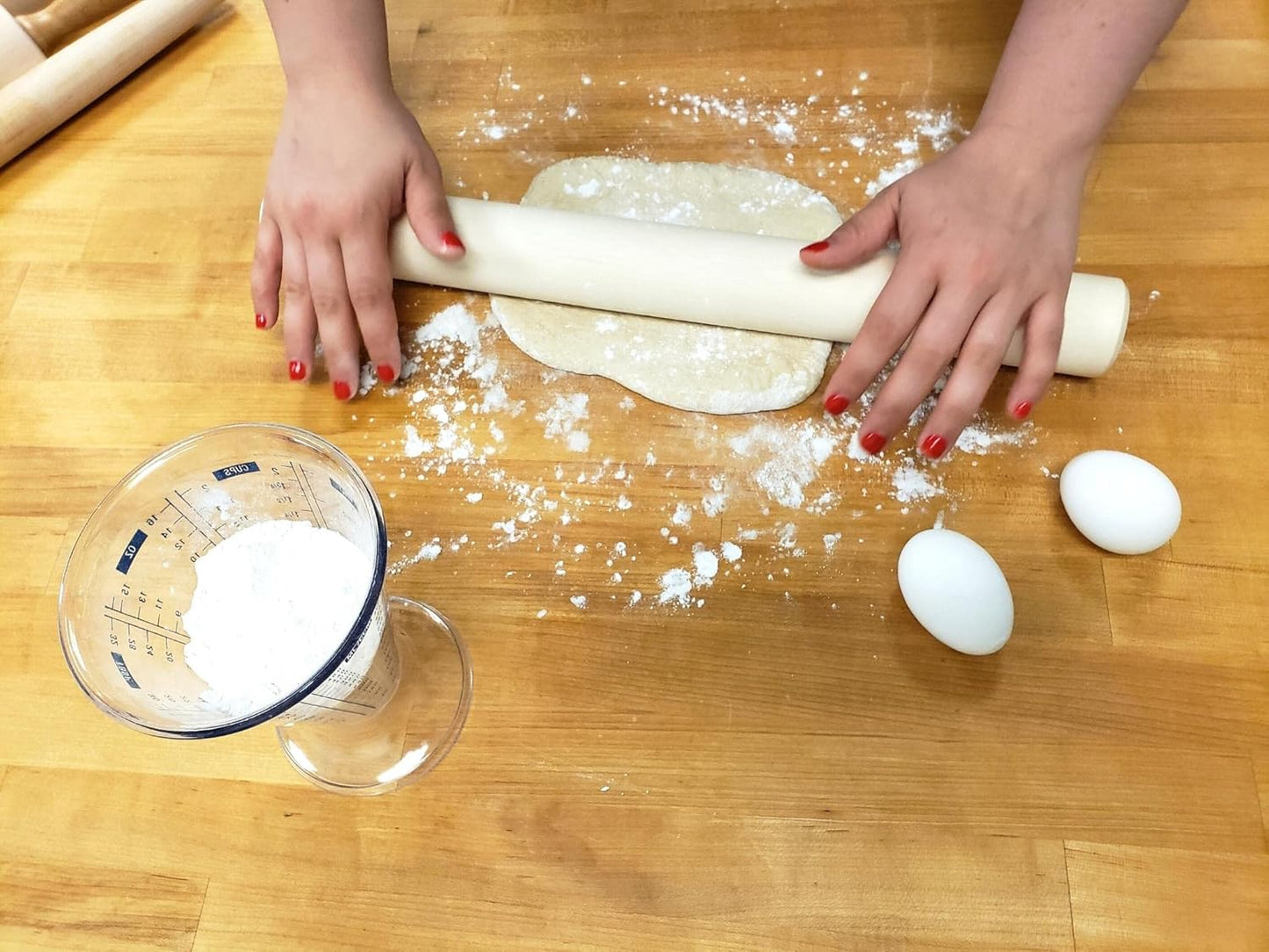 Frieling Crafted in the USA Maple Rolling Pin - Classic Baker Straight - 2-Inch by 18.5-Inch - Precision Wooden Rolling Pin - Pizza Dough Roller