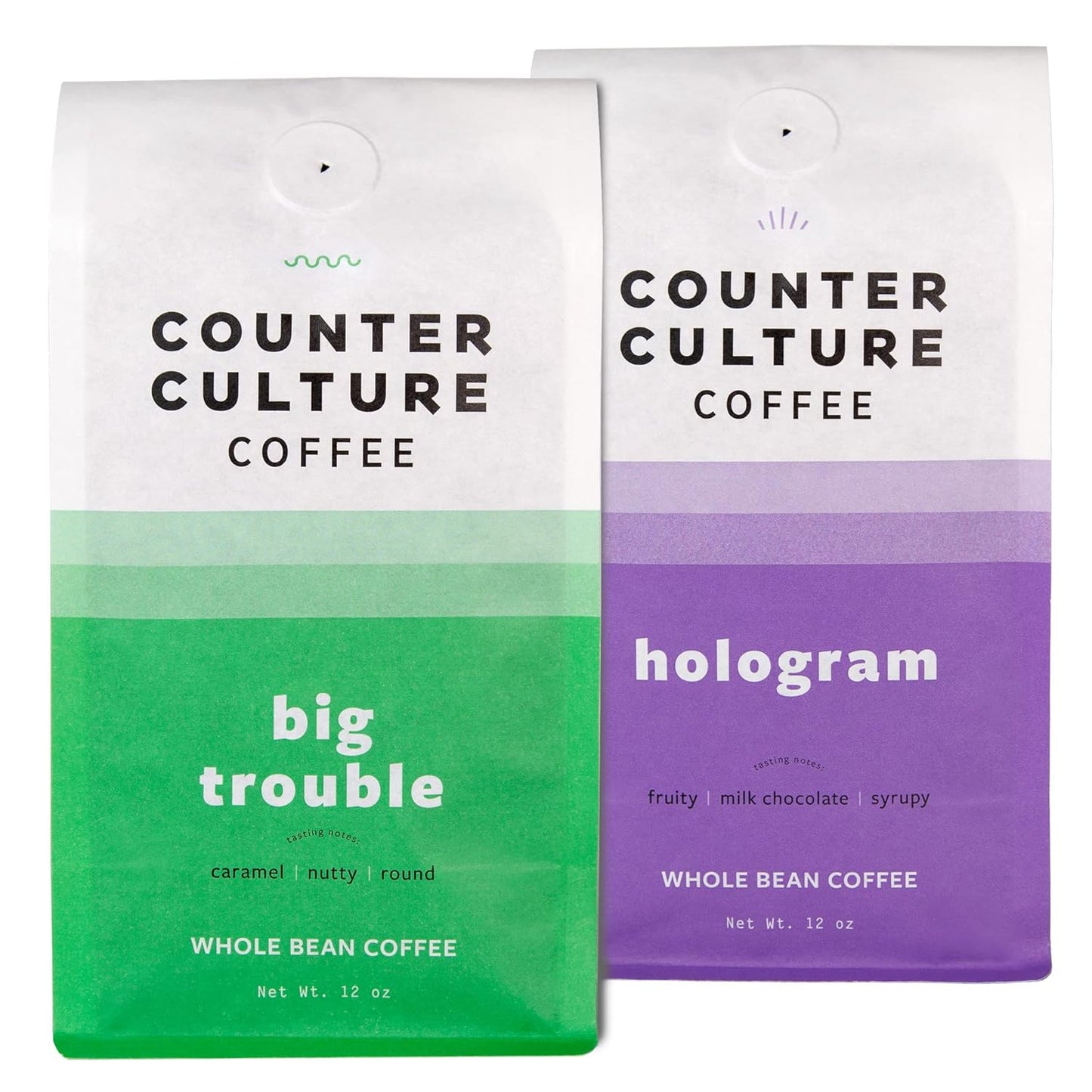 Counter Culture Coffee - Whole Bean Coffee - Multi-Pack - One 12oz Bag of Each (Big Trouble and Hologram)