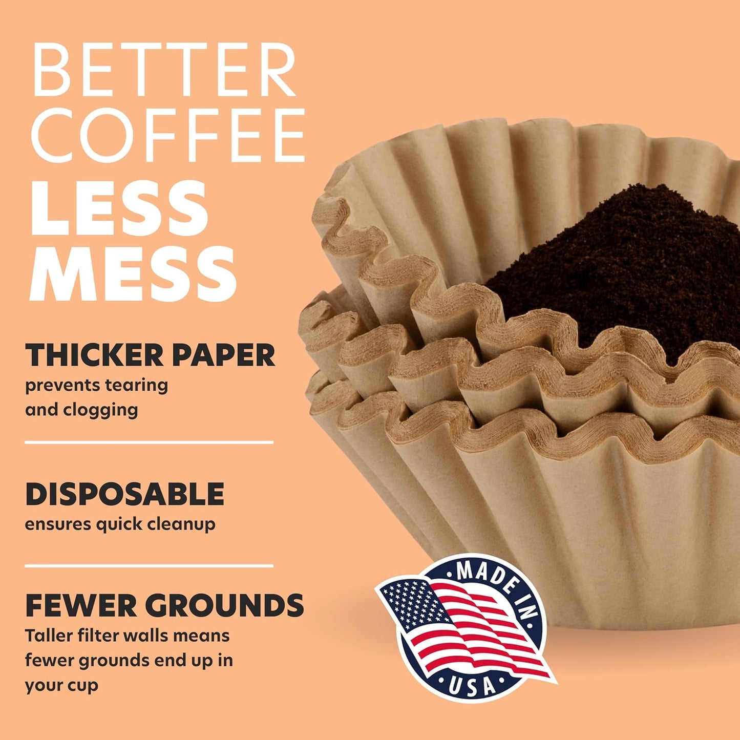 Tupkee Coffee Filters 8-12 Cups - 600 Count, Basket Style, Natural Brown Unbleached Coffee Filter, Made in the USA