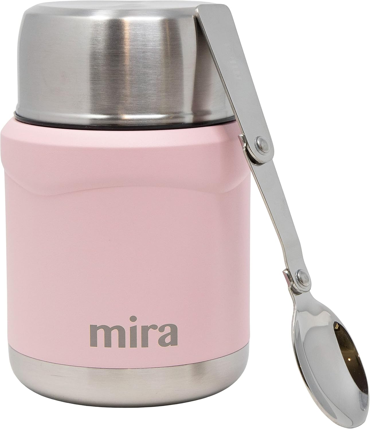 MIRA 15 oz Insulated Food Thermos for hot and cold foods - Leak-Proof Stainless Steel Container with Spoon - Rose Pink
