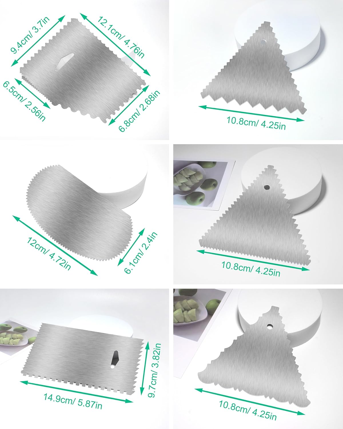 New 6pcs Cake Scraper 430 stainless Decorating Comb and Icing Smoother