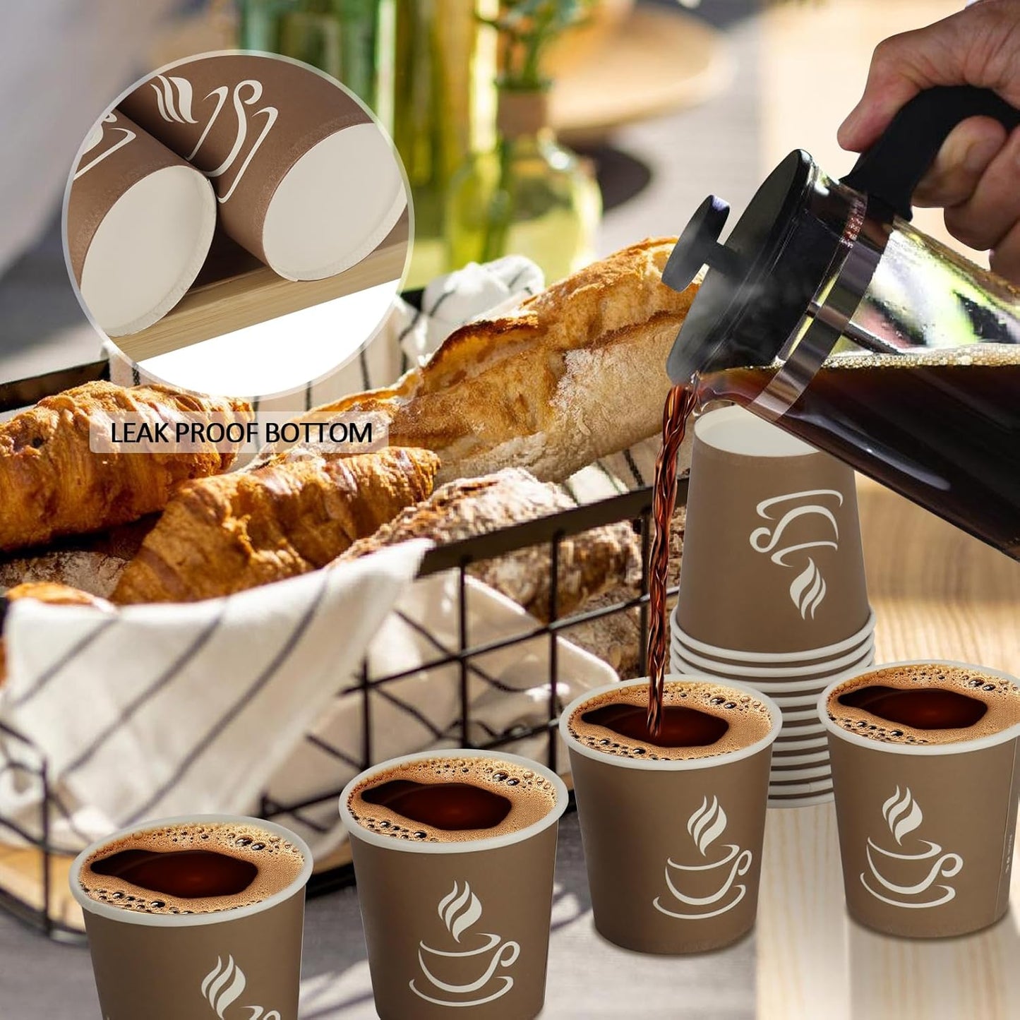 4 oz Paper Coffee Cups - 500 Pack Paper Espresso Cups, Disposable Coffee Cup, Small Paper Cup for Hot or Cold Beverage, Espresso, Capucino for Party, Picnic, Home, Office and Business (Brown)