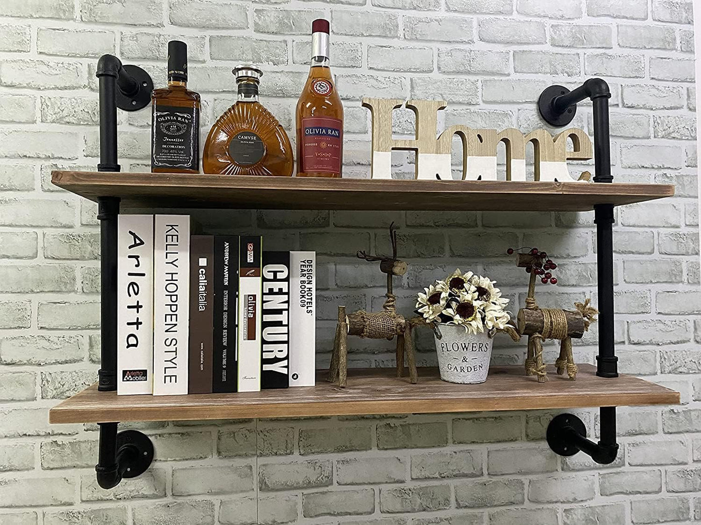 Pipe Shelves Industrial Pipe Shelving Shelves Real Wood Industrial Floating Pipe Shelves with Wood Planks 36 inch Wall Shelves Rustic Hanging Bookshelf Farmhouse Kitchen Bar Shelving