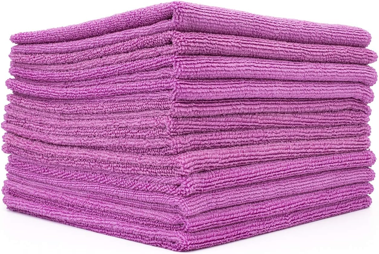 The Rag Company - All-Purpose Microfiber Terry Cleaning Towels - Commercial Grade, Highly Absorbent, Lint-Free, Streak-Free, Kitchens, Bathrooms, Offices, 300gsm, 12in x 12in, Lavender (12-Pack)