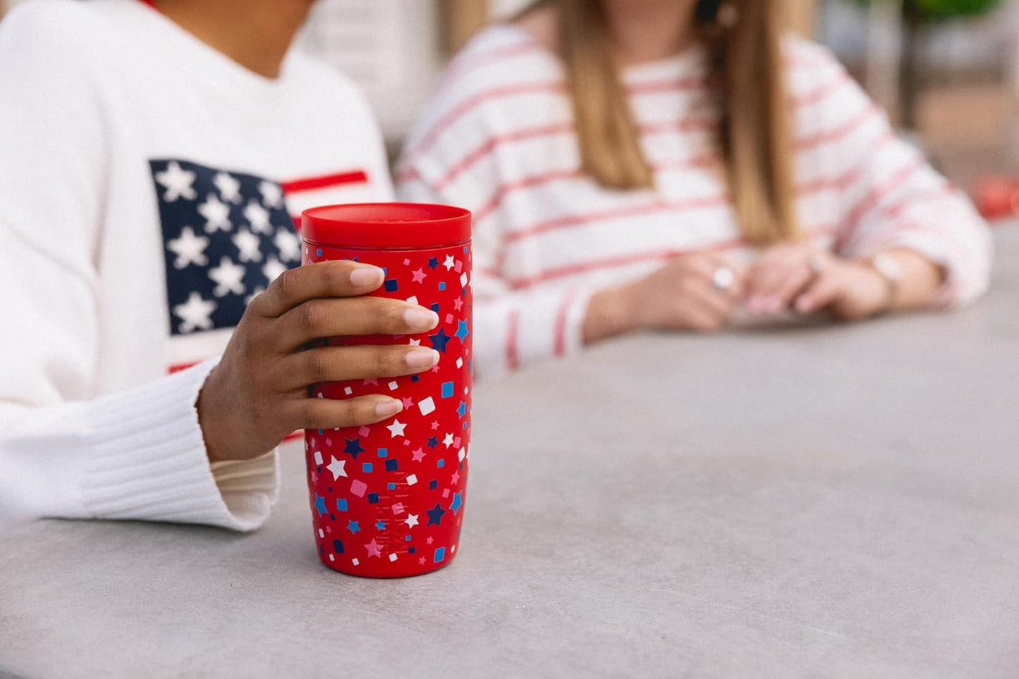 Simple Modern 4th of July Signature Voyager | 16oz Travel Coffee Mug Tumbler with 360° Lid | Gifts Her Him | Ceramic-Lined Insulated Stainless Steel Cold Brew Iced Coffee Cup | Star Speckled Banner