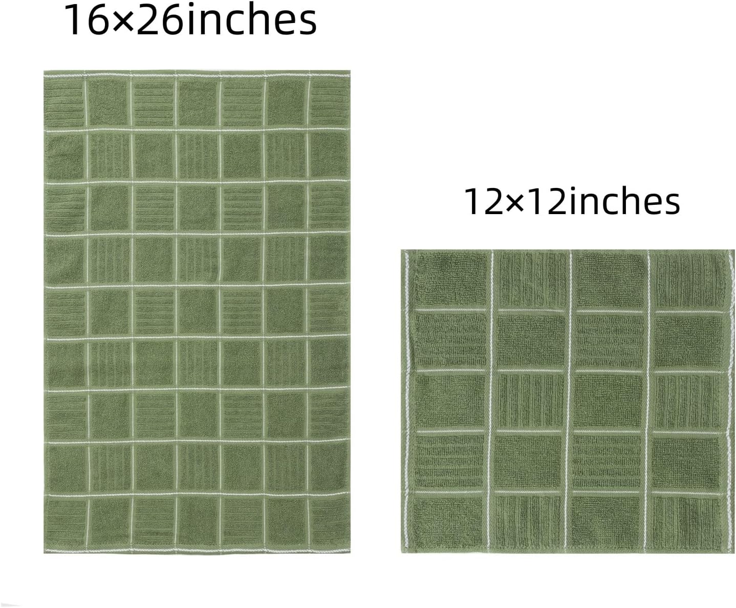 Glynniss Kitchen Towels and Dishcloths Set, Four Dish Towels 16x26 Inches, Four Absorbent Dish Cloths for Washing Dishes 12x12 Inches, Cleaning and Drying for Everyday Use Pack of 8 (Green)