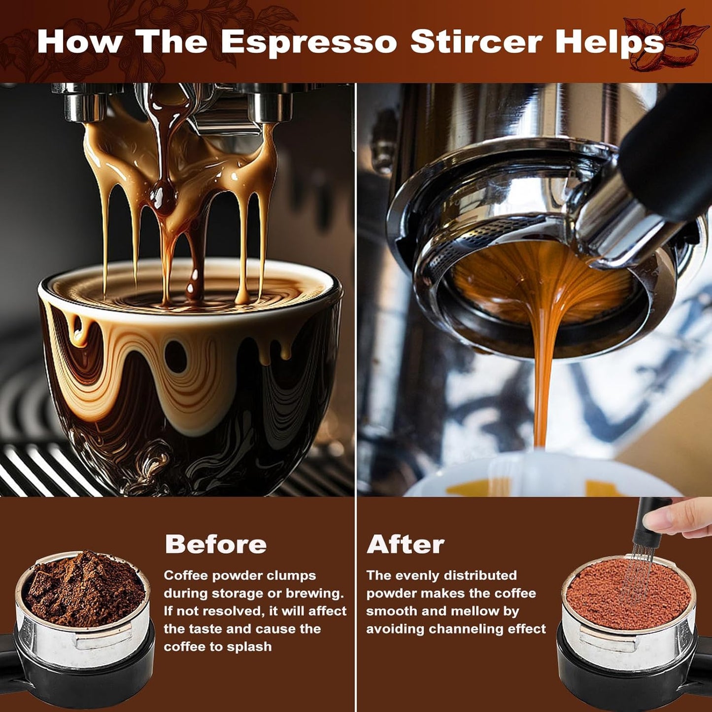 WDT Tools Espresso Puck Screen, 51mm Espresso Accessories Kit - 150μm Puck Screen Set, 0.25mm 316 Stainless Steel 8 Needles Coffee Distribution Stirrer, Portafilter Dosing Ring for Barista Black