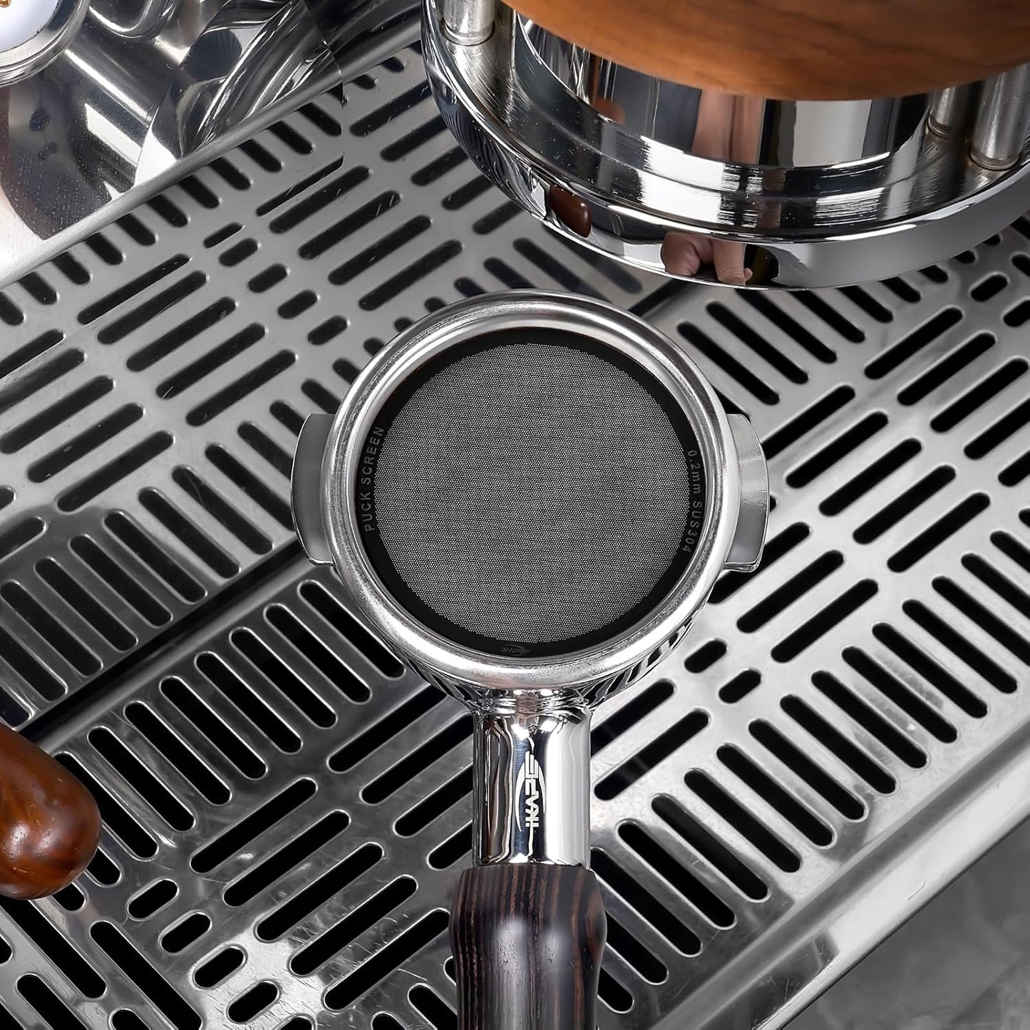 IKAPE 58.5mm Espresso Puck Screen, 0.2mm Thickness, Reusable Metal Ultra-thin & Ultra-light Coffee Filters, Food-grade 316 Stainless Steel Coffee Puck Screen for Espresso Baristas(black)