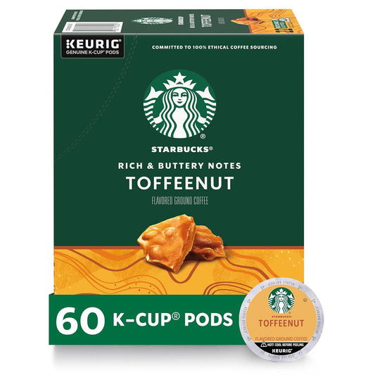 Starbucks Medium Roast K-Cup Coffee Pods — Toffeenut for Keurig Brewers — 10 Count (Pack of 6)