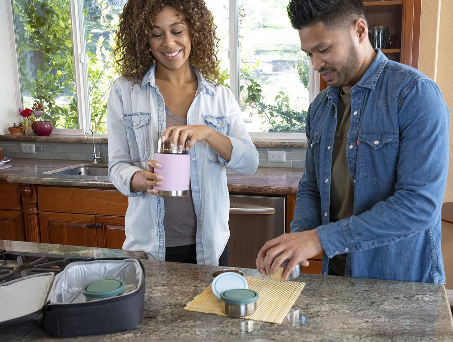 MIRA 15 oz Insulated Food Thermos for hot and cold foods - Leak-Proof Stainless Steel Container with Spoon - Pearl Blue