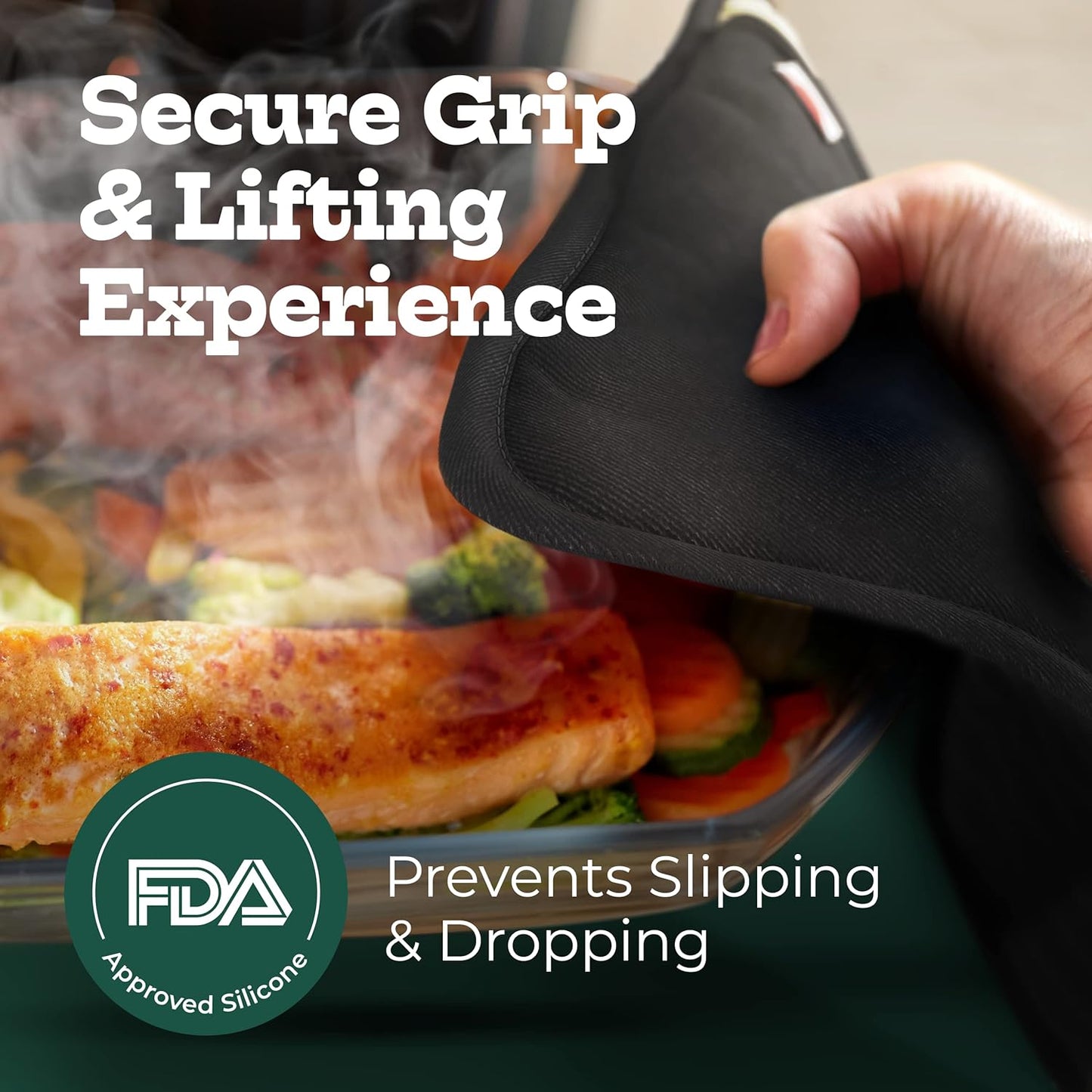 Big Red House - Silicone Pot Holders- Set of 2 Black- 10x3- Heat Resistant Kitchen Protectors for Hot Pans and Baking Professional Grade Cooking Mitts