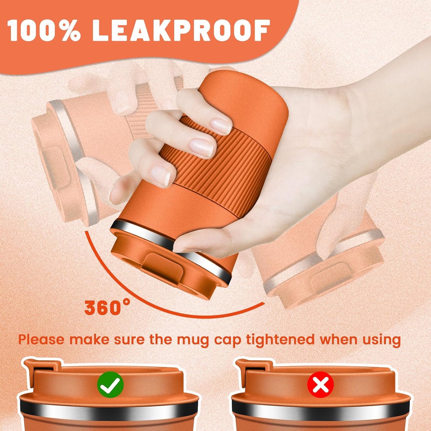 Insulated Coffee Tumblers with Flip Lid 12oz / 17oz, Stainless Steel Travel Coffee Mug Leak Proof, Vacuum Insulated Coffee Mug Reusable Cup, Keeps Cold and Hot for Coffee Tea