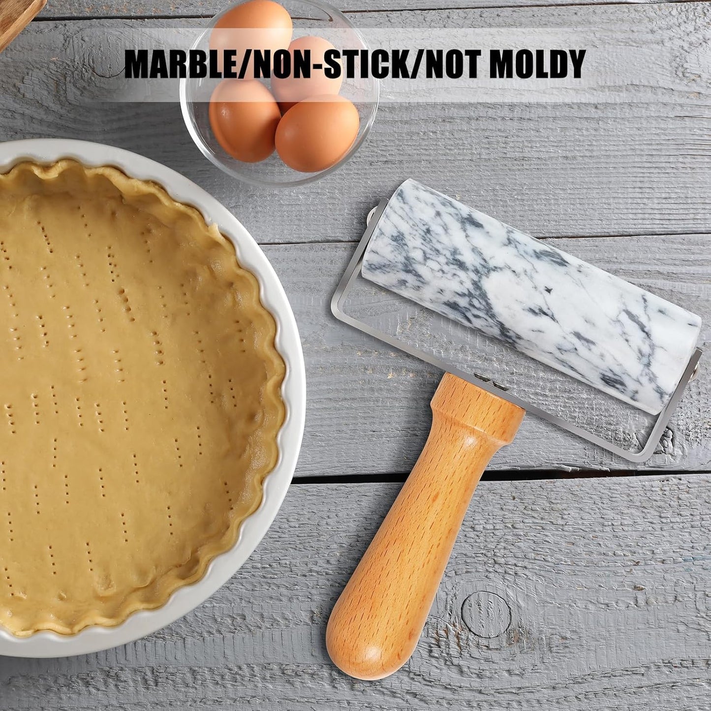 Smooth Surface Marble Rolling Pins for Baking,Dough Roller with T-Type,Pastry Roller Enhance Your Baking Skills,Non-Stick Surface,Versatile and Compact-for Home Bakers and Professional Chefs