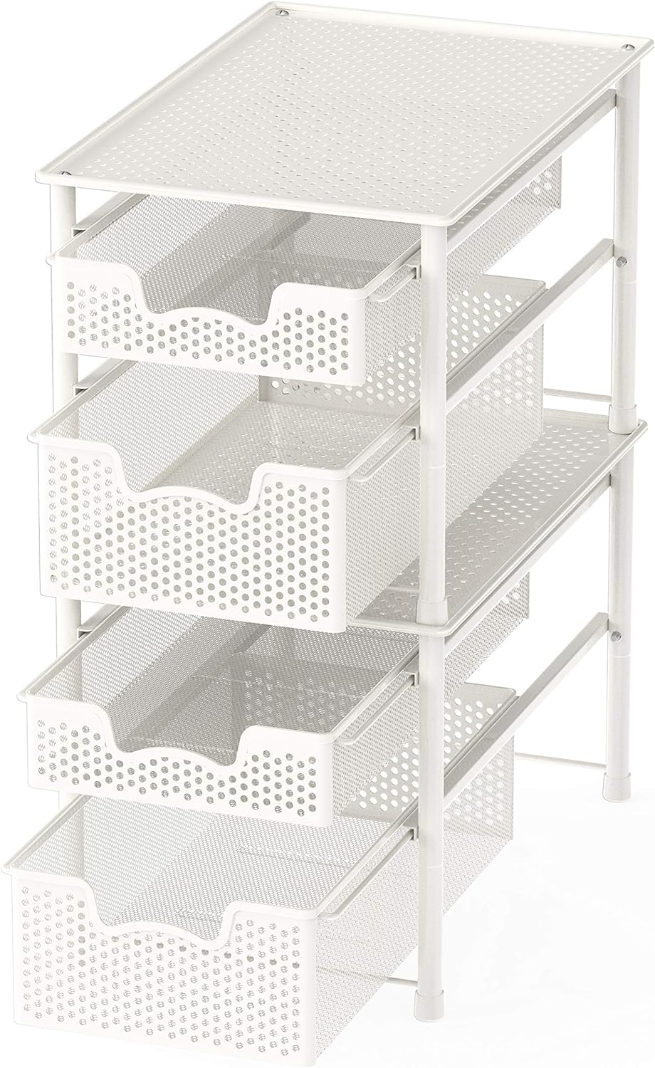 Simple Houseware Stackable 2 Tier Sliding Basket Organizer Drawer, White