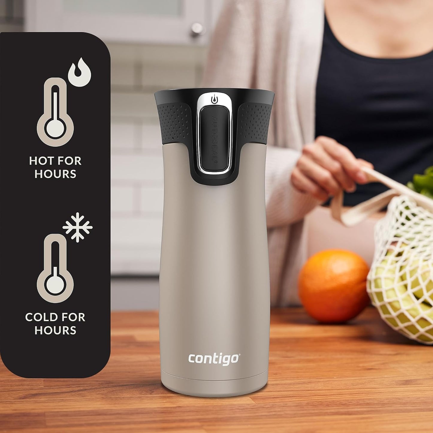 Contigo West Loop 2.0 Leak-Proof Spill-Proof Insulated Stainless Steel Travel Mug 16oz. 2 Pack Brown Sugar & Chocolate Truffle Metallic