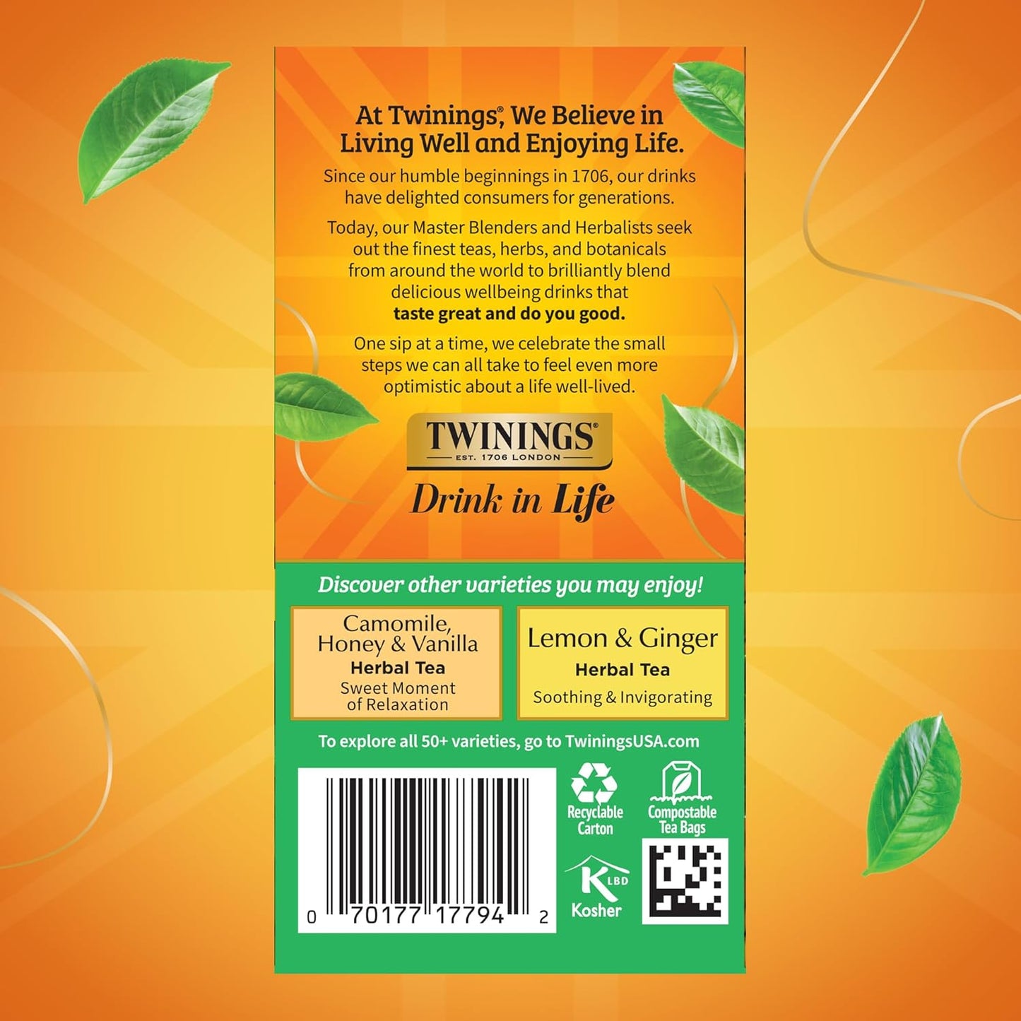 Twinings Decaffeinated Green Tea Individually Wrapped Bags, 20 Count (Pack of 1), Smooth Flavour, Enticing Aroma, Enjoy Hot or Iced, 20 Teabags