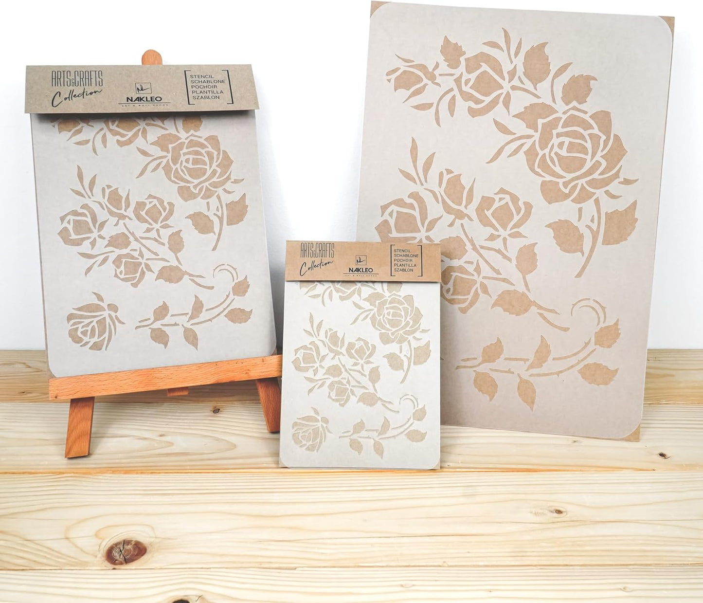 NAKLEO DIY Reusable Plastic Stencil - 15x21cm / 5.8” x 8.3” - Rose Flower Ornament - Art Craft Wall Painting Pattern Template Scrapbooking Decoupage - Fabric Furniture Wood