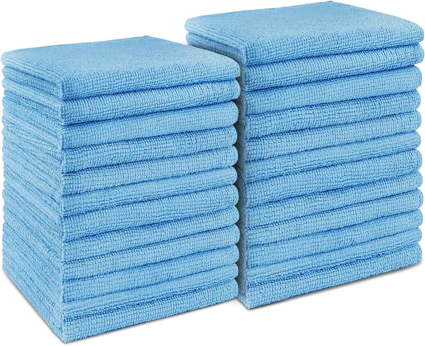 AIDEA Blue Microfiber Cleaning Cloth 24PK, Soft Absorbent Cleaning Rags, Lint Free Cloth for House, Kitchen, Car, Window, Gifts, Blue Dish Rags, 11.5"×11.5"