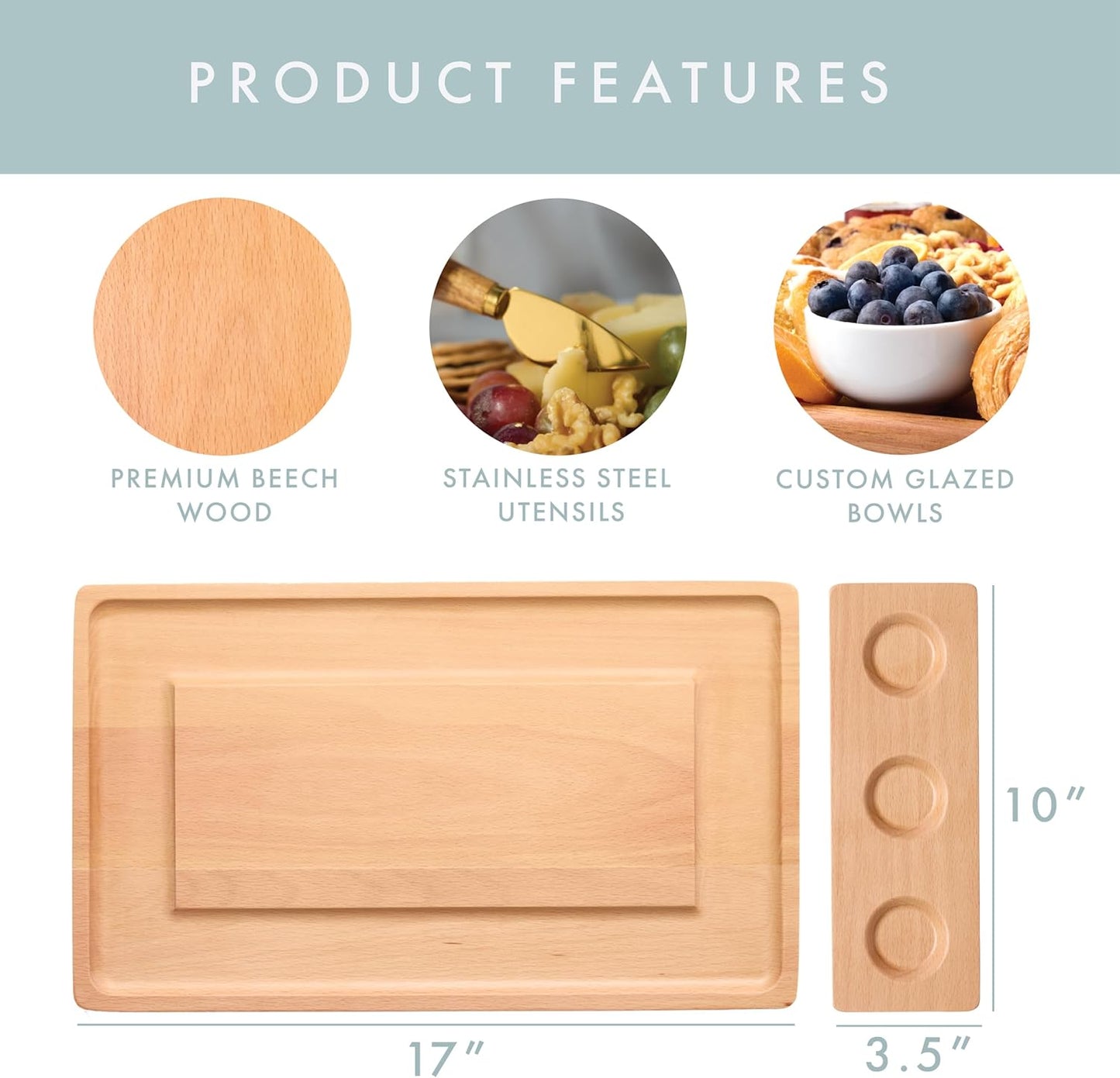 Charcuterie Boards Set - Solid Wood Cheese Board for Serving with Accessories - House Warming Gifts for New Home, Bridal Shower & Wedding Gift, Birthday Gifts for Women