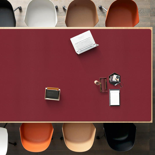 Wine Red Plastic Table Cover Protector, 36" x 72" Waterproof Easy Flat PVC Desk Pad Mat, 1.5mm Thick Rectangle Vinyl Table Top Protector for Dining Room Table, Office, Dresser