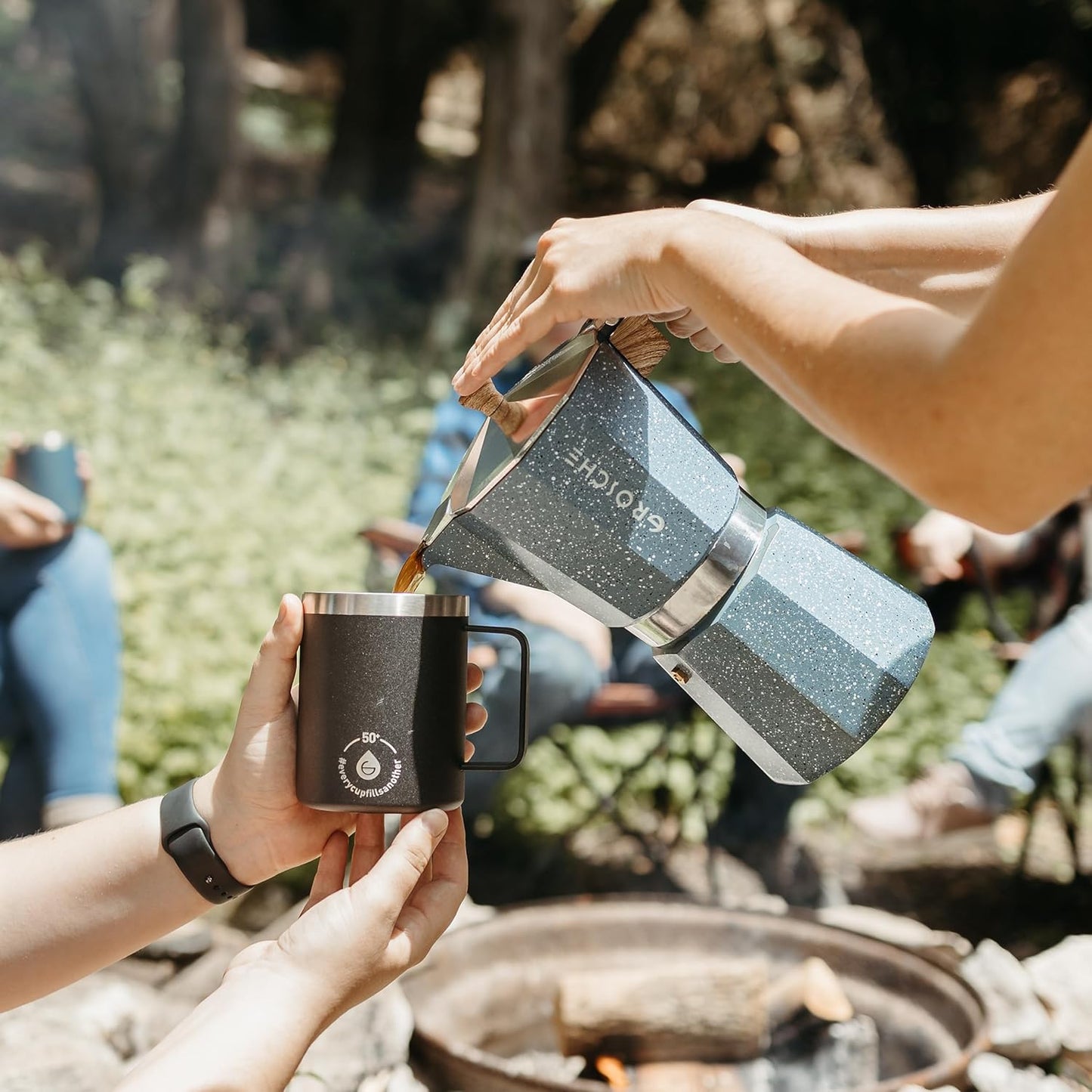 GROSCHE Milano Moka pot, Stovetop Espresso maker, Greca Coffee Maker, Stovetop coffee maker and espresso maker percolator (Indigo, 9 cup)