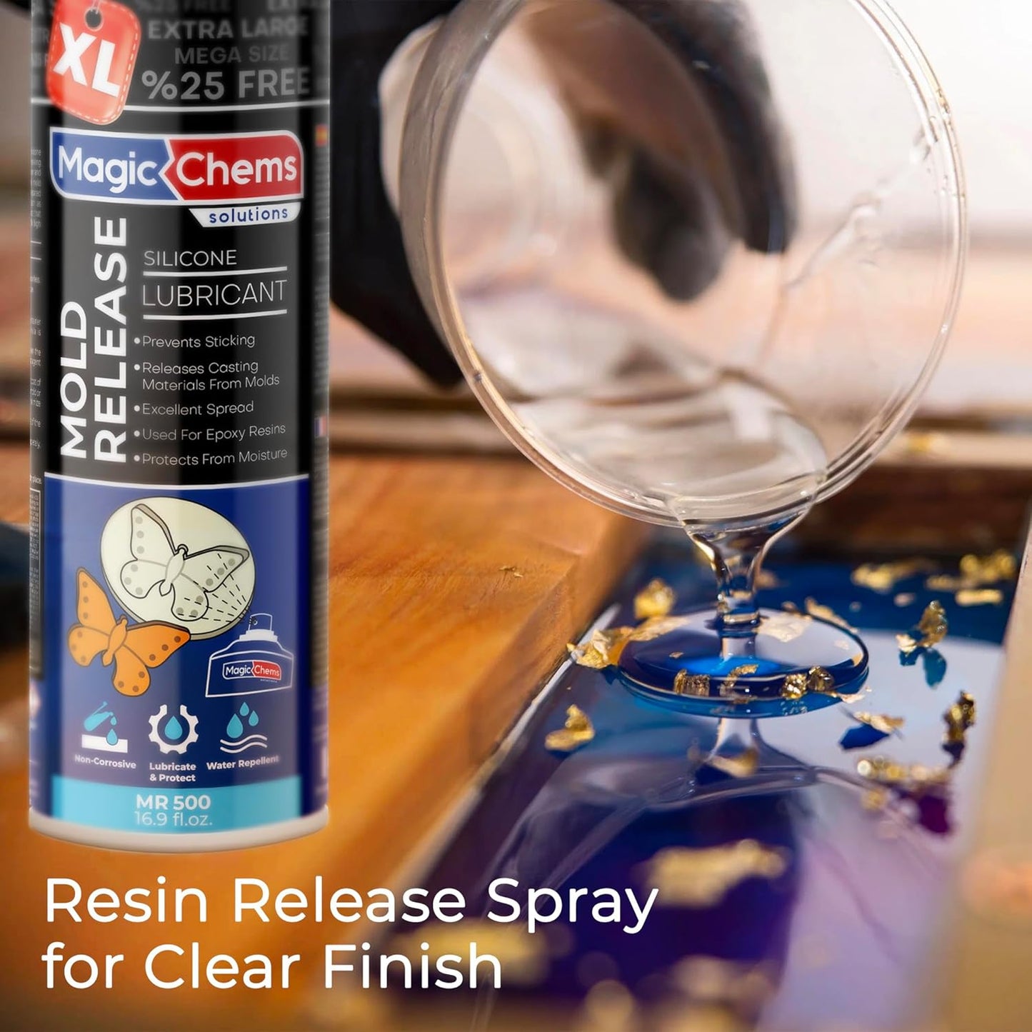 Silicone Mold Release Spray (6x16.9 fl oz/500ml) - Epoxy Resin & Candle Mold Release (6 Pack Mega Size)