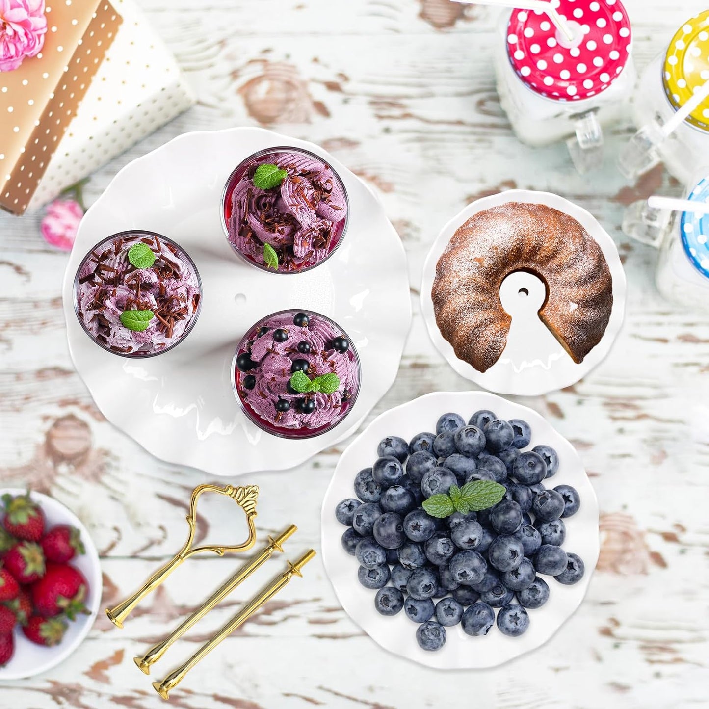 Coitak Plastic Cupcake Stands, 3 Tier Cupcake Stand, Dessert Tower Tray for Tea Party, Baby Shower and Wedding (2 Pack)